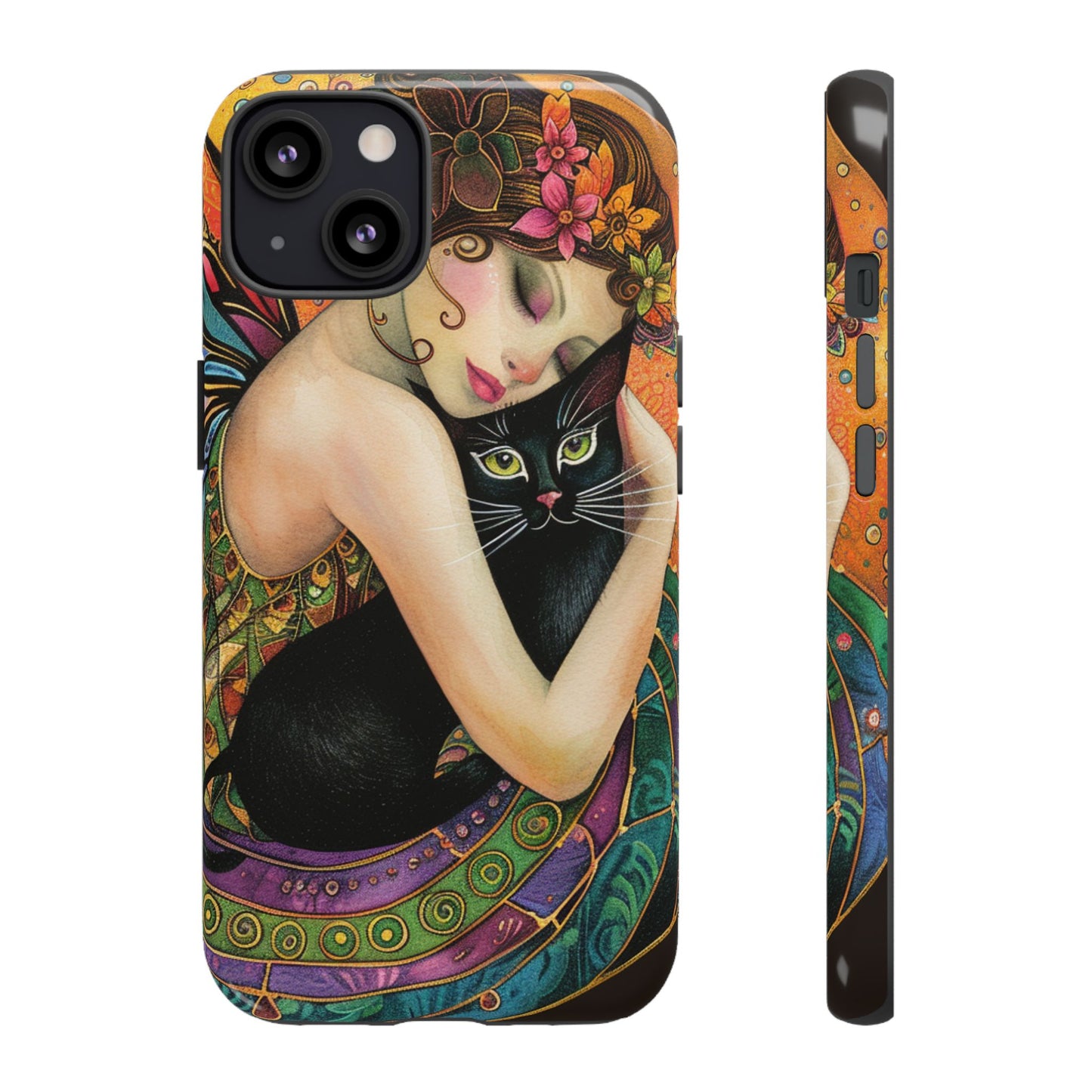 Colorful Art Phone Case with Cat and Fairy Design, Phone Cover Gift for Cat Lovers, Unique Floral Case, Magical Design, Vibrant Phone [...]