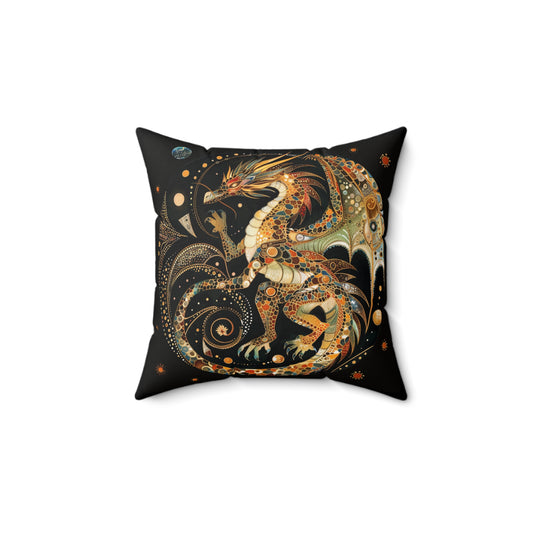 Faux Suede Dragon Pillow | Cozy Home Decor, Fantasy Gift, Art Throw Pillow, Unique Cushion, Pillow for Dragon Lovers