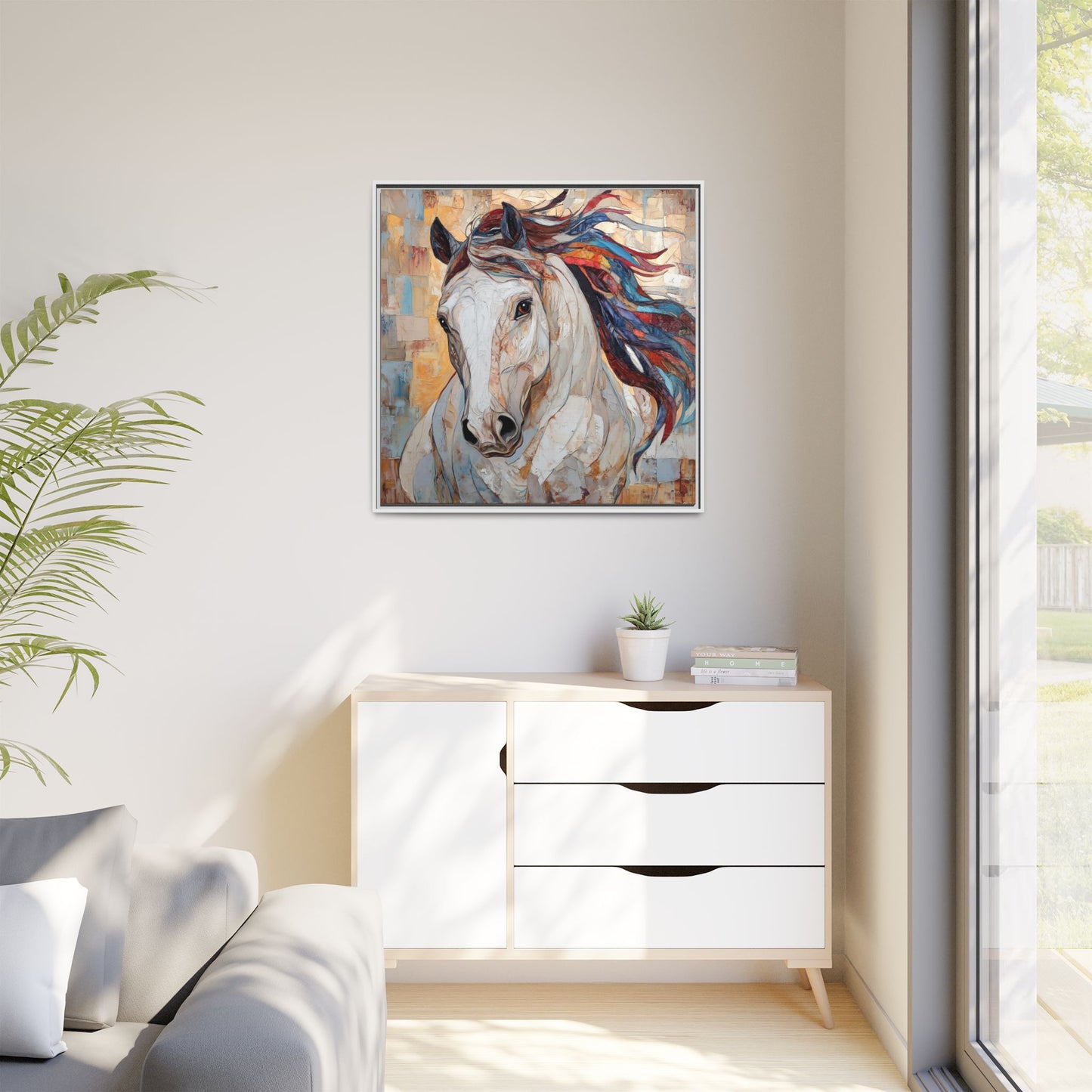 Colorful Mane Horse Matte Canvas Framed | Equine Wall Art