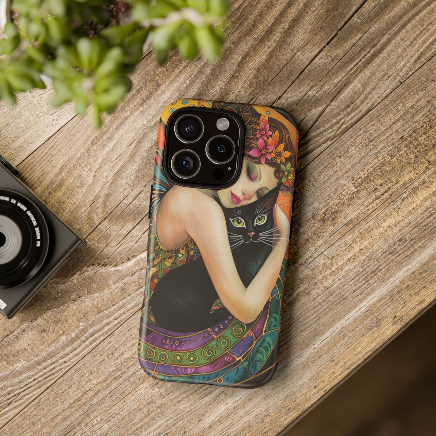 Colorful Art Phone Case with Cat and Fairy Design, Phone Cover Gift for Cat Lovers, Unique Floral Case, Magical Design, Vibrant Phone [...]