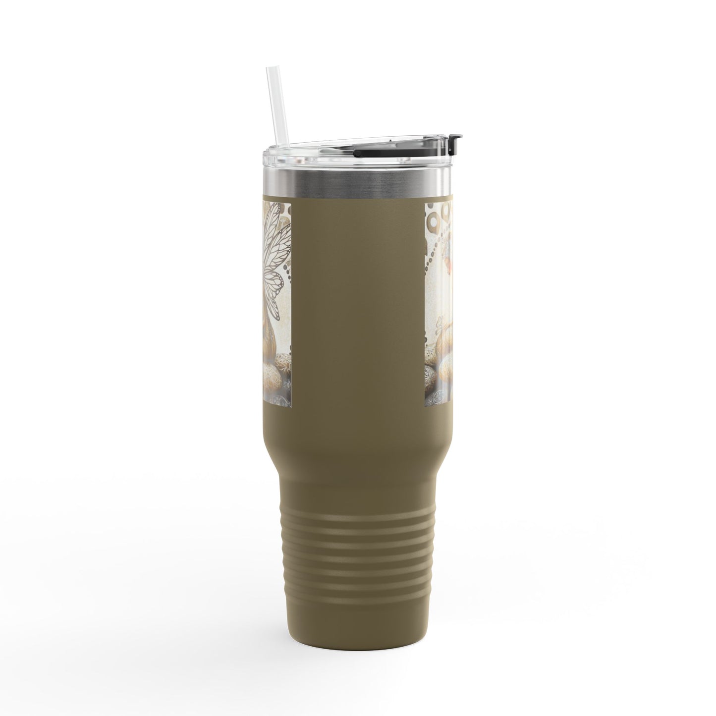 Good Fortune Stone Fairy Travel Mug, 40oz | Insulated Coffee Cup | Gifts for Nature Lovers | Boho Decor | Relaxation Gift