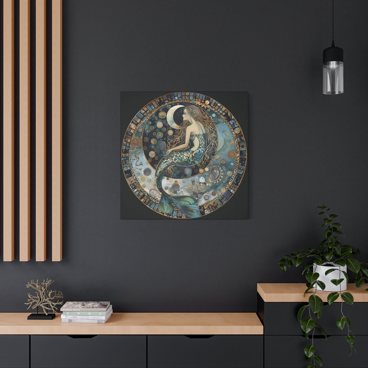 Mermaid Moon Canvas Art Print, Ocean Decor, Fantasy Artwork, Nautical Home Wall Art, Ethereal Gift for Sea Lovers