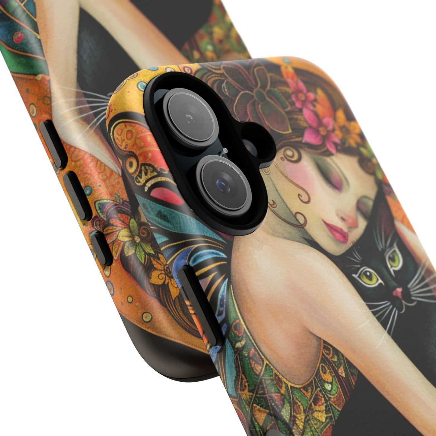 Colorful Art Phone Case with Cat and Fairy Design, Phone Cover Gift for Cat Lovers, Unique Floral Case, Magical Design, Vibrant Phone [...]