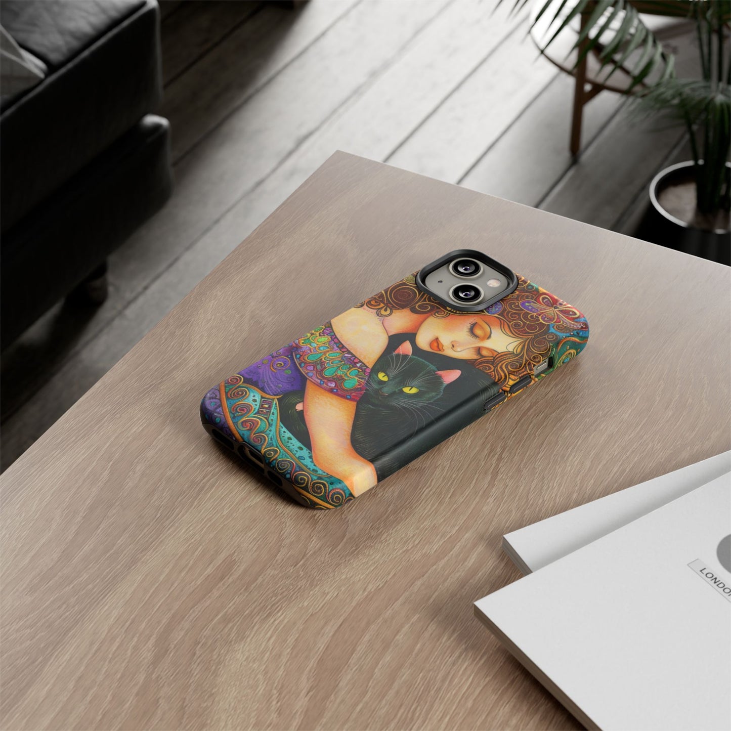 Colorful Cat Art Phone Case, Tough Phone Cover for Cat Lovers, Gift for Pet Owners, Artistic Mobile Case, Cute Cat Design