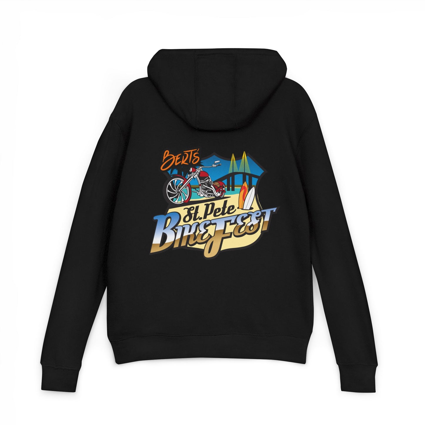 Bike Fest St Pete Vibrant Graphic Hoodie for Adventure Lovers, Cozy Casual Wear, Gift for Travelers, Unisex Sweatshirt, Outdoor Apparel