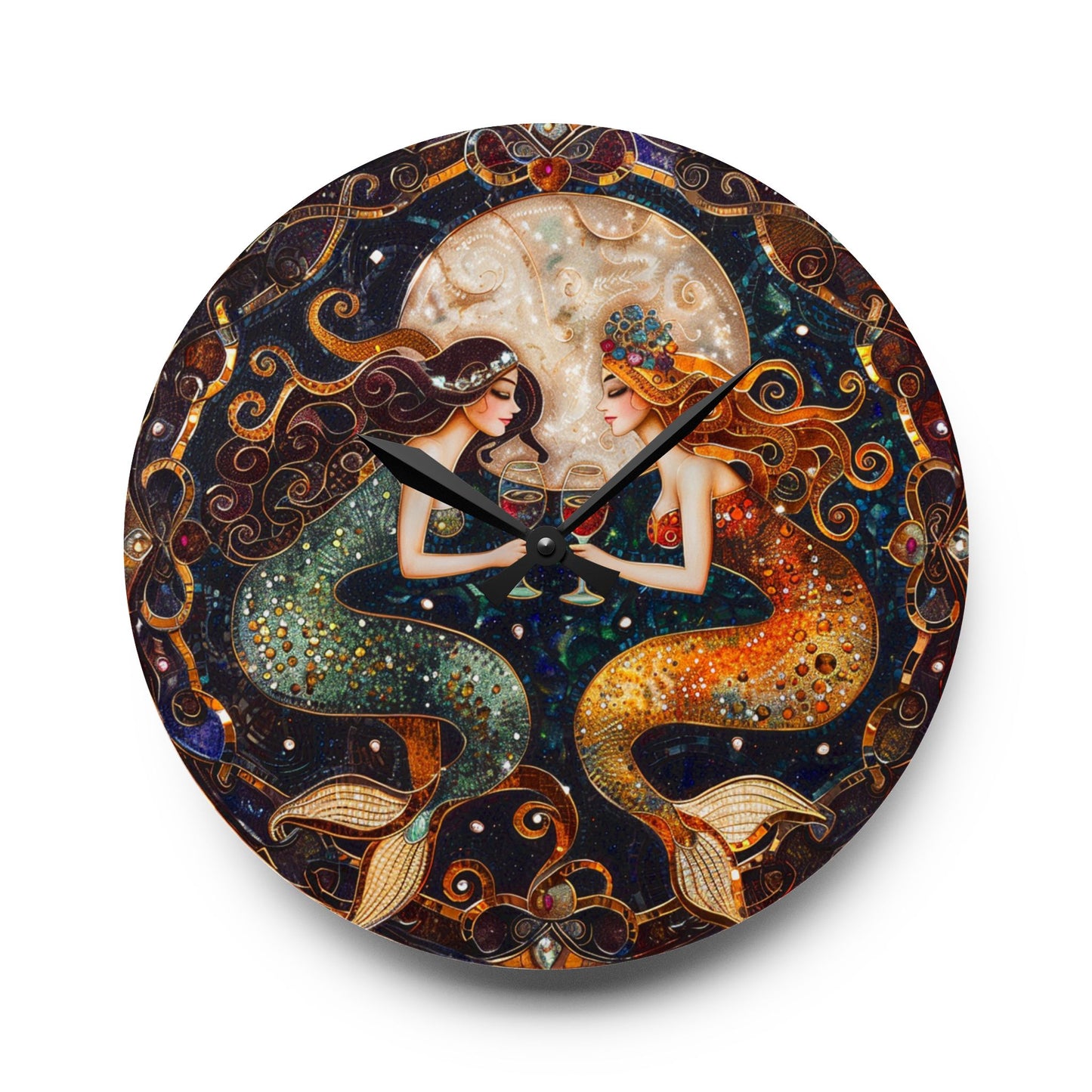 Wine Time Mermaid Wall Clock
