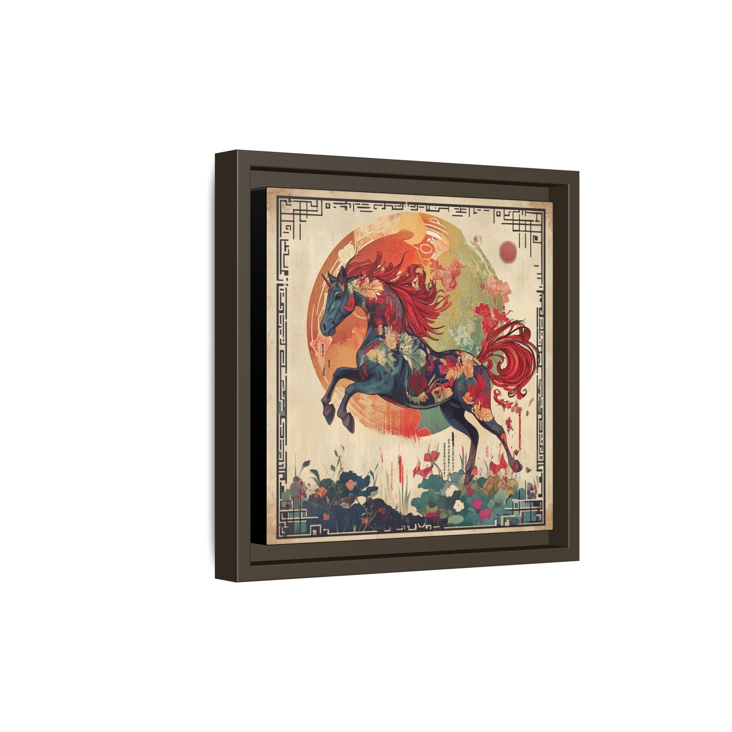 Fire Horse Year Matte Canvas Framed Print