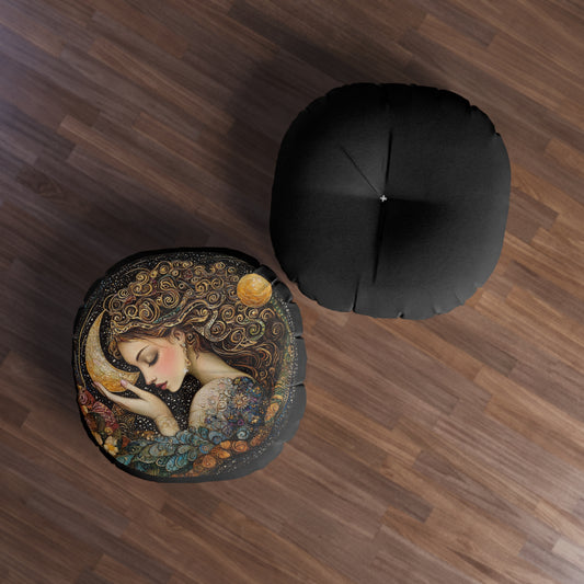 Mermaid Slumber Tufted Floor Pillow, Round - Cozy Home Decor, Meditation Cushion, Bohemian Gift, Festival Accent, Bedroom Accessory