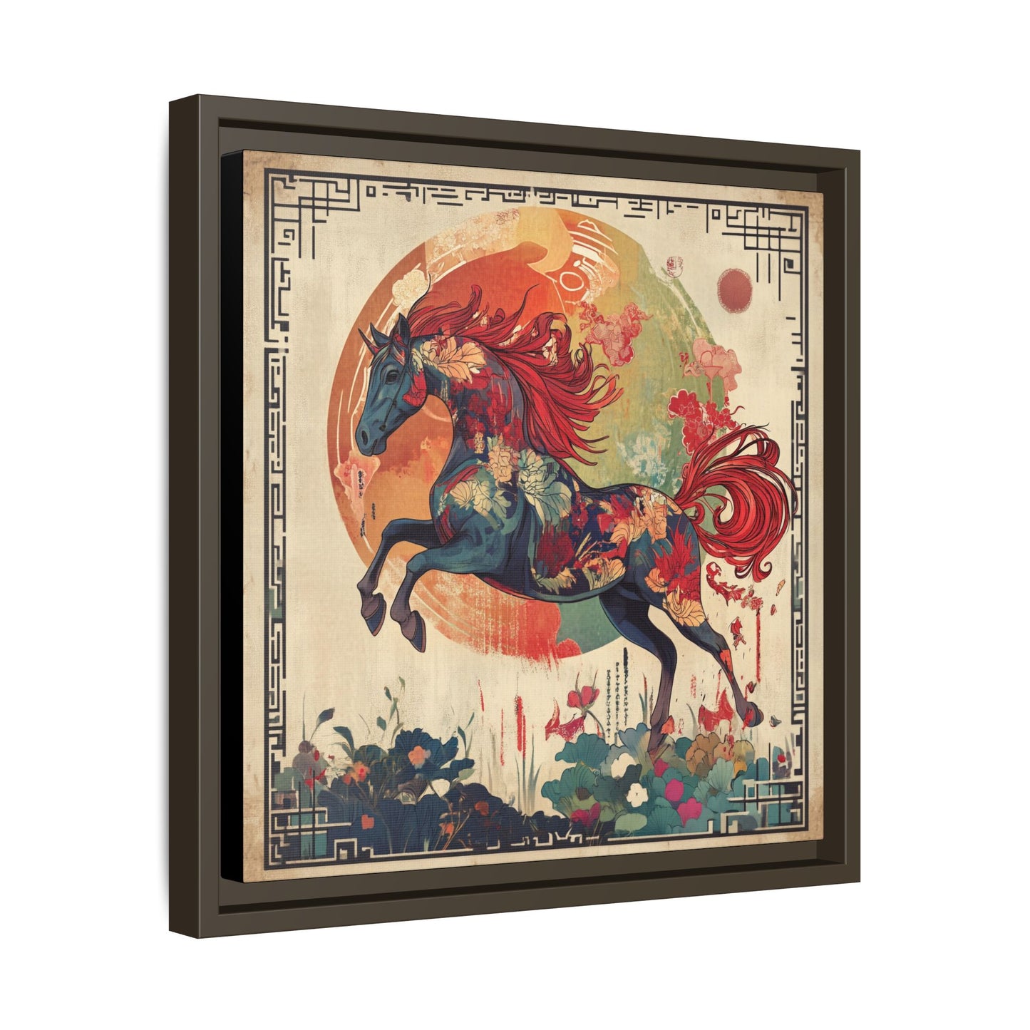 Fire Horse Year Matte Canvas Framed Print