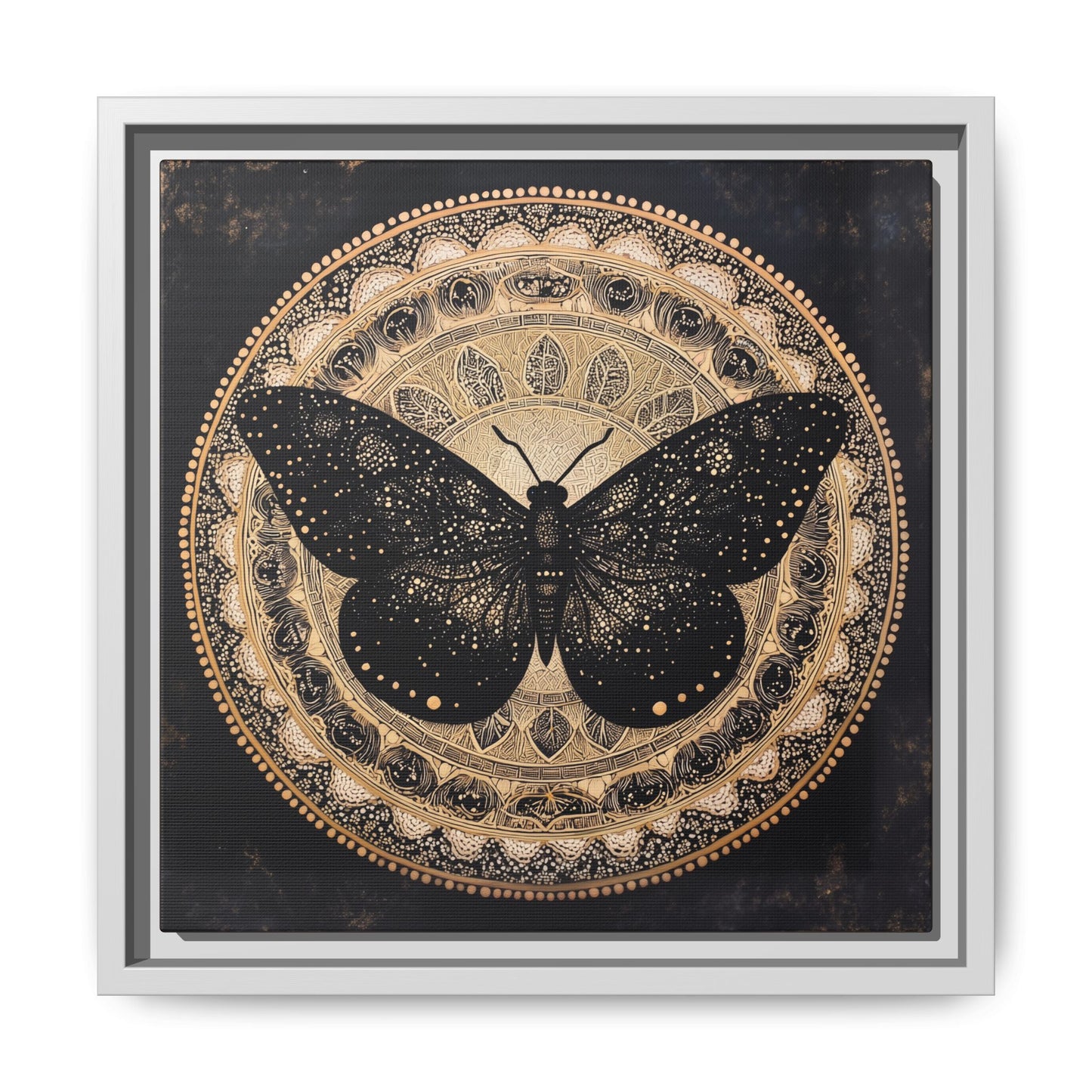 Black Moth Mandala Matte Canvas Framed | Wall Art