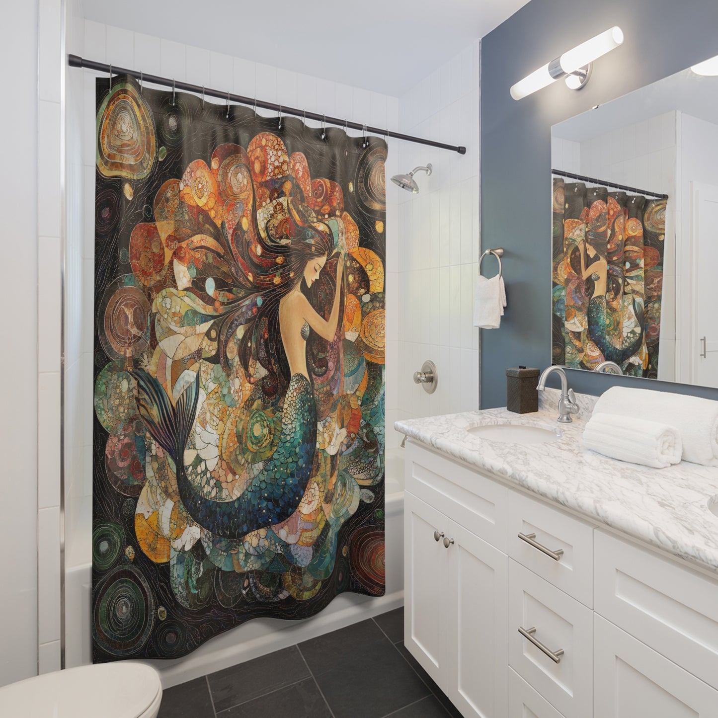 Enchanting Mermaid Shower Curtain - Boho Bathroom Decor, Ocean Theme Shower Accessories, Sea-Inspired Gift, Fantasy Home Decor