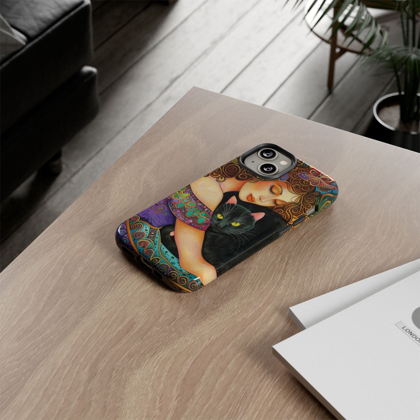 Colorful Cat Art Phone Case, Tough Phone Cover for Cat Lovers, Gift for Pet Owners, Artistic Mobile Case, Cute Cat Design