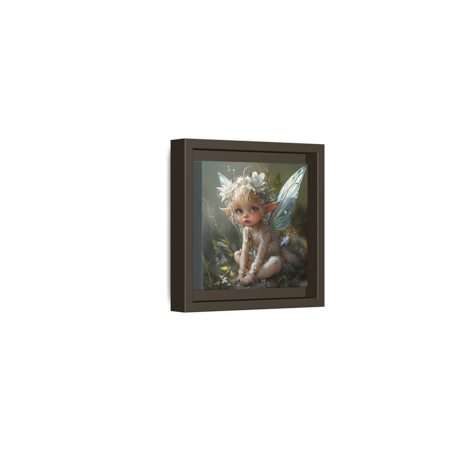 Baby Fairy Art Print, Framed Canvas, Whimsical Home Decor, Fairy Tale Gift, Magical Nursery Wall Art