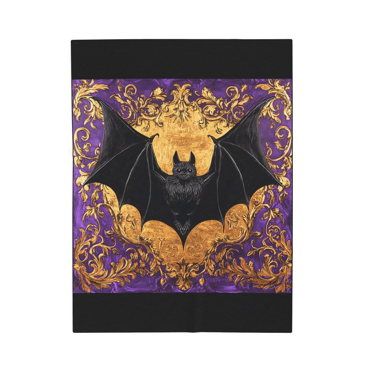 Bohemian Baroque Bat Velveteen Plush Blanket - Cozy Home Decor, Halloween Throw, Gothic Decor, Luxurious Gift