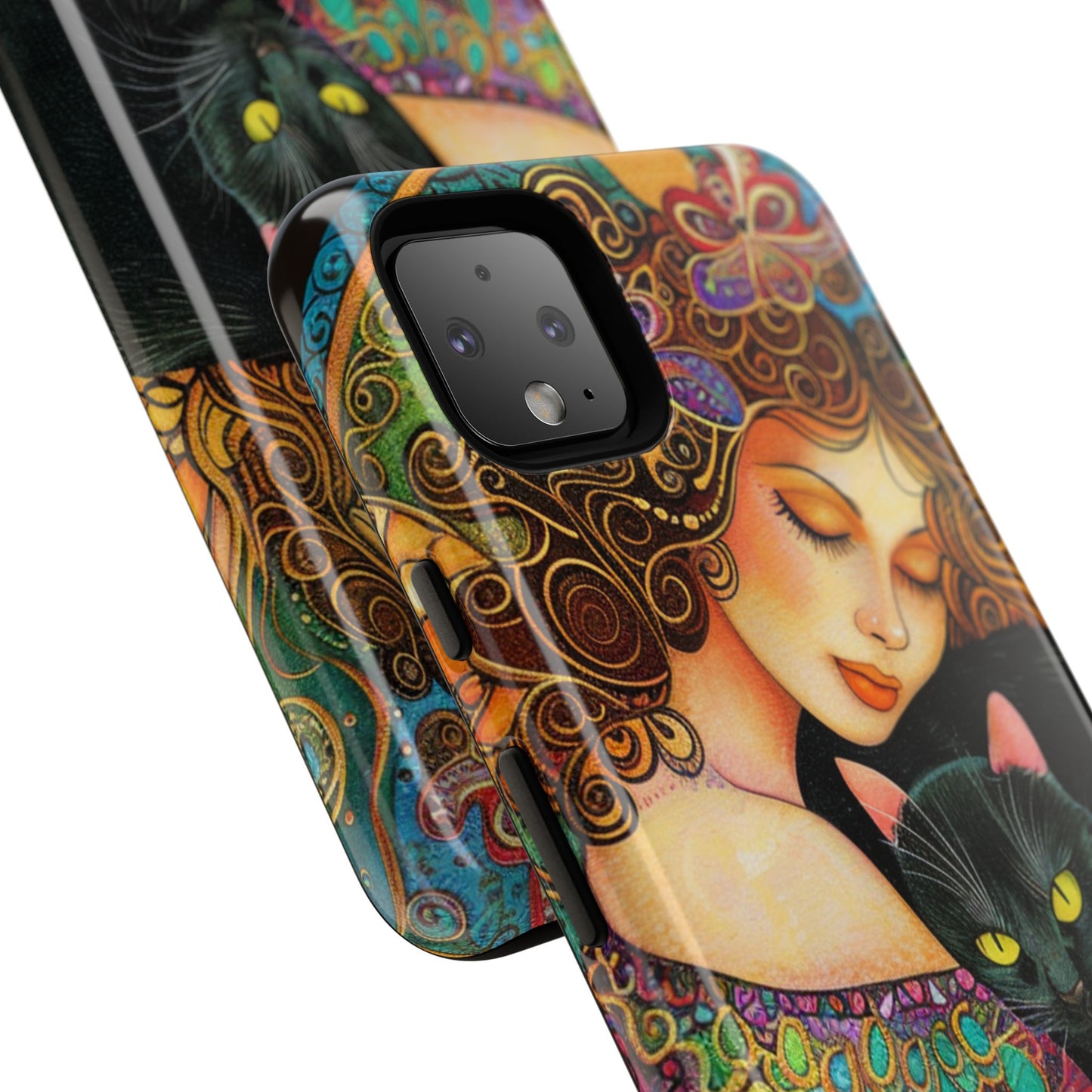Colorful Cat Art Phone Case, Tough Phone Cover for Cat Lovers, Gift for Pet Owners, Artistic Mobile Case, Cute Cat Design