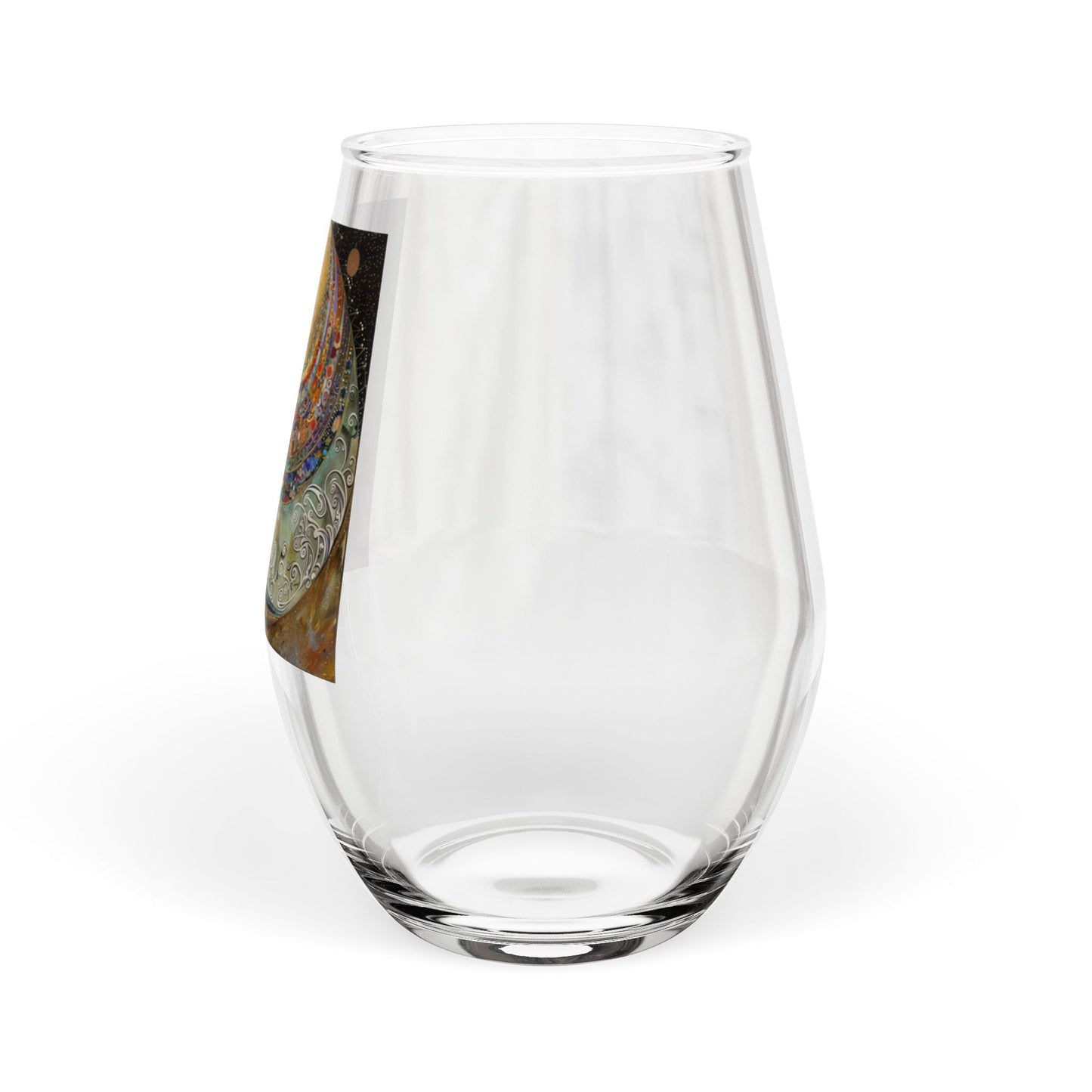 Abstract Crescent Moon Goddess Artwork Stemless Wine Glass | Celestial Night Illustration