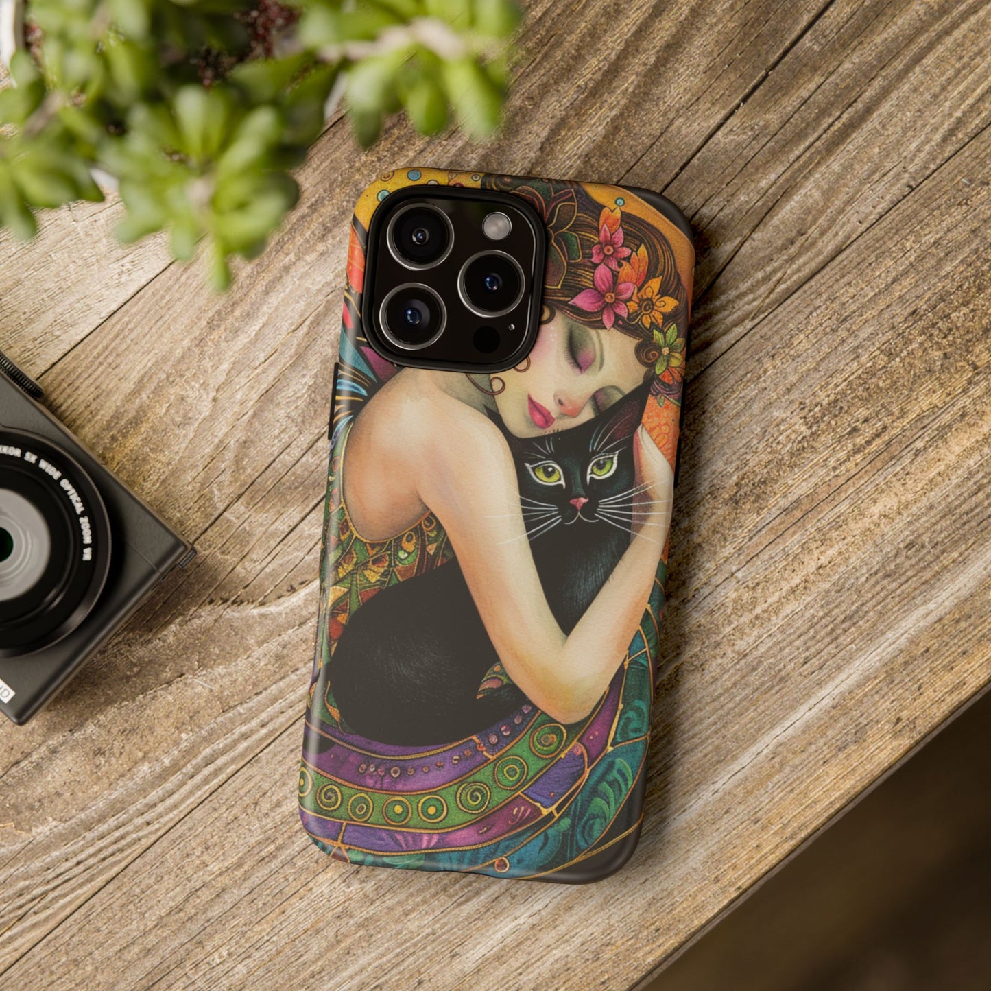 Colorful Art Phone Case with Cat and Fairy Design, Phone Cover Gift for Cat Lovers, Unique Floral Case, Magical Design, Vibrant Phone [...]