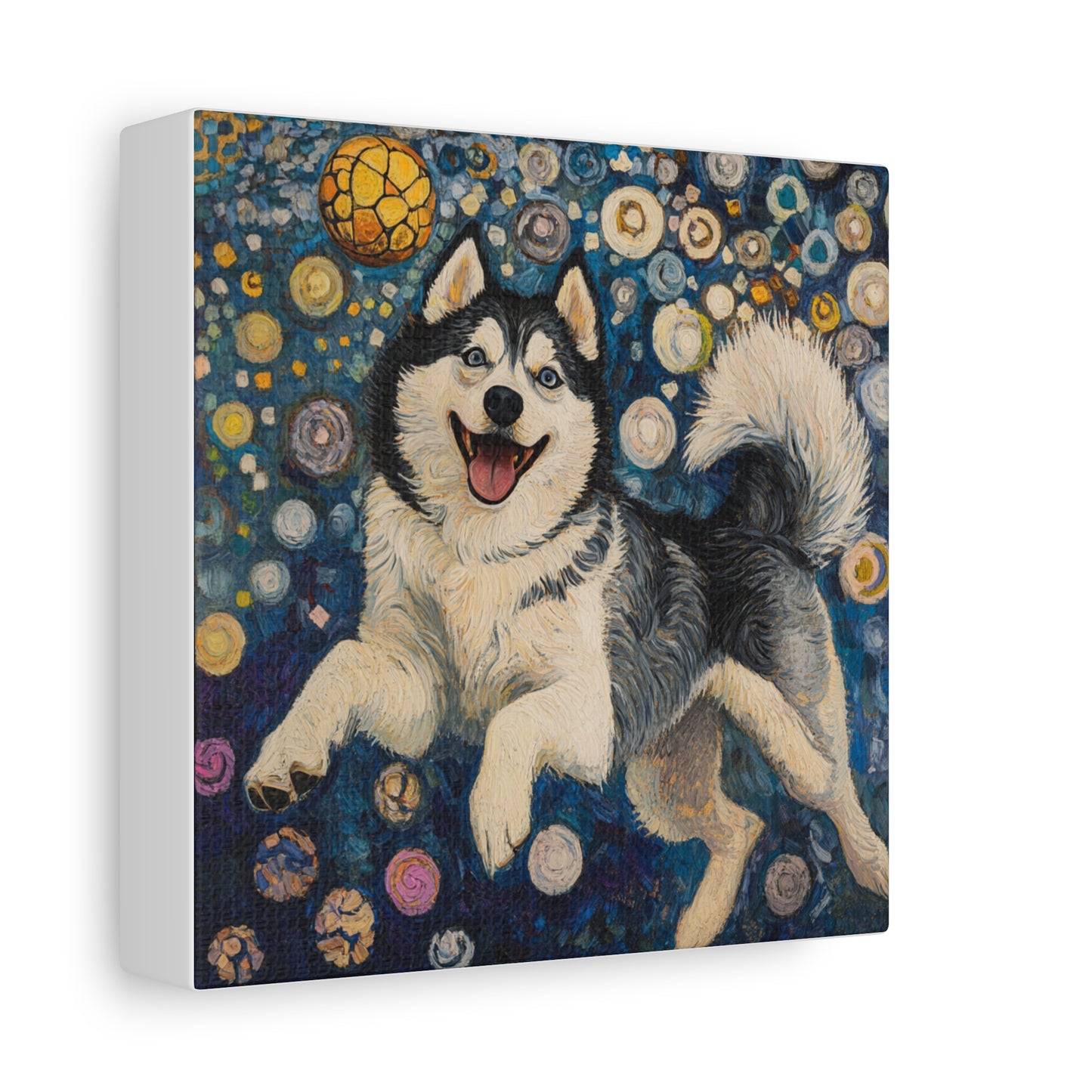 Joyful Husky Canvas Art, Pet Wall Decor, Dog Lovers Gift, Home Decoration, Animal Art, Husky Portrait