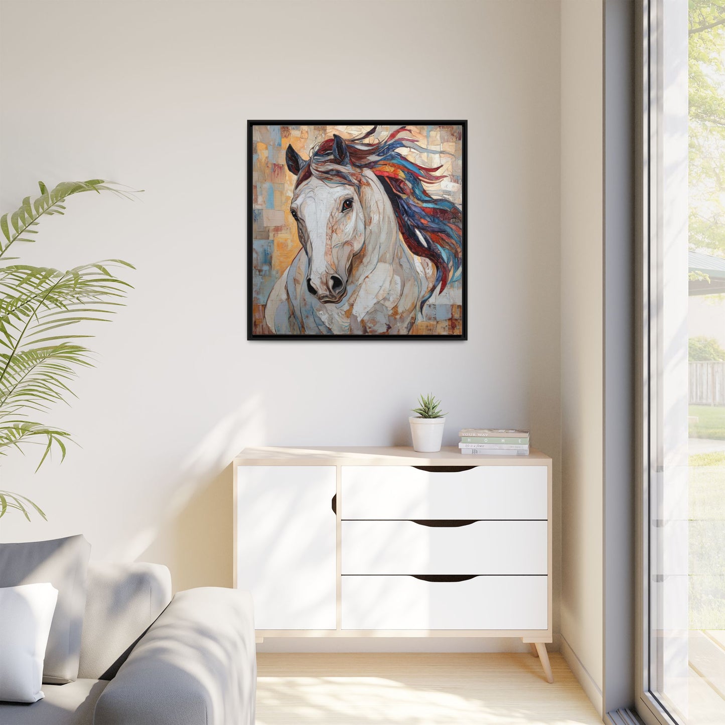 Colorful Mane Horse Matte Canvas Framed | Equine Wall Art