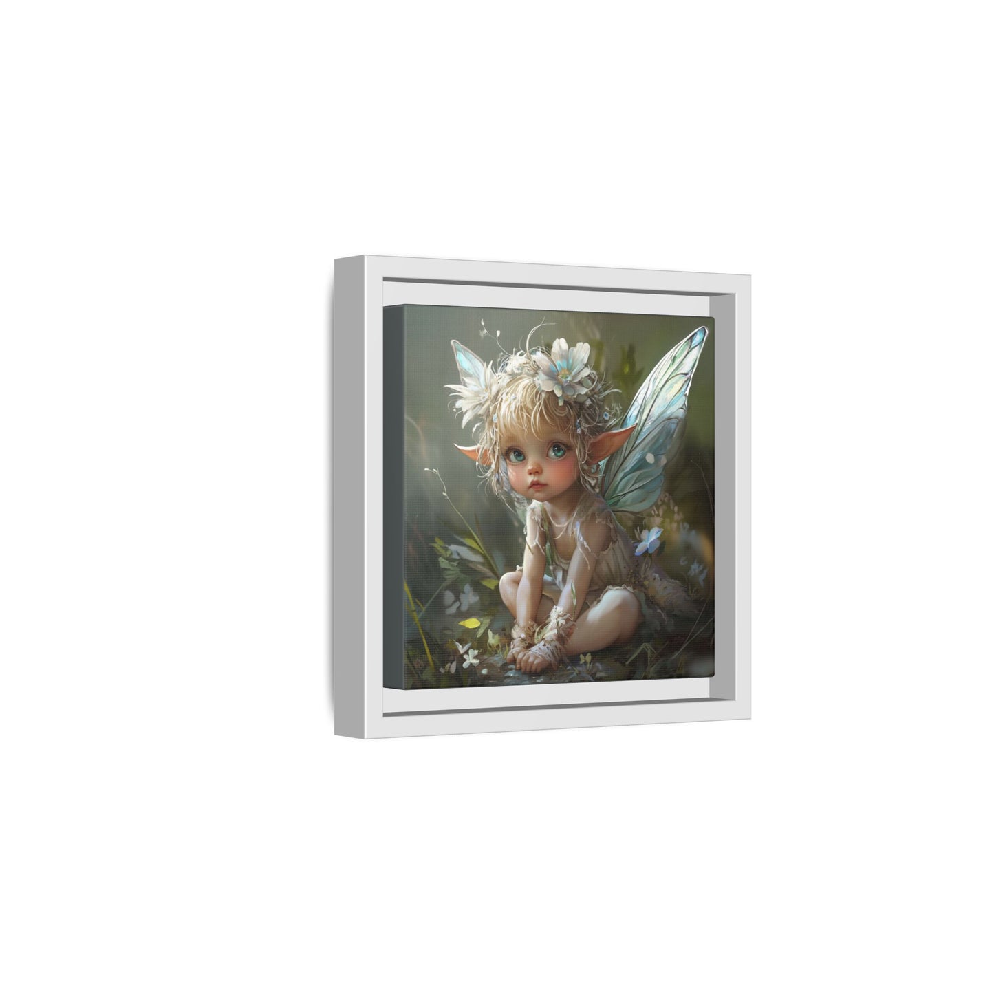 Baby Fairy Art Print, Framed Canvas, Whimsical Home Decor, Fairy Tale Gift, Magical Nursery Wall Art