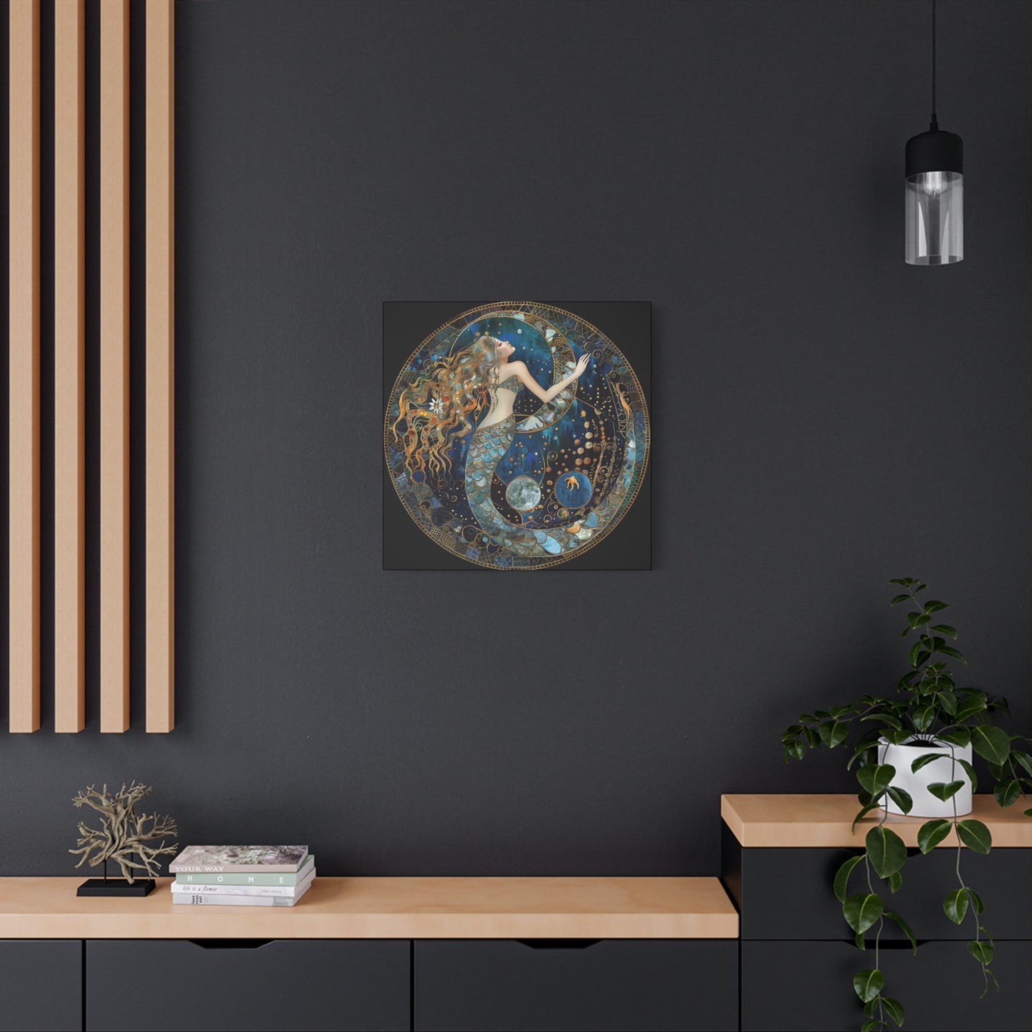 Mermaid Dreams Canvas Art, Ocean Wall Decor, Boho Home Decor, Gift for Her, Coastal Decoration, Celestial Art