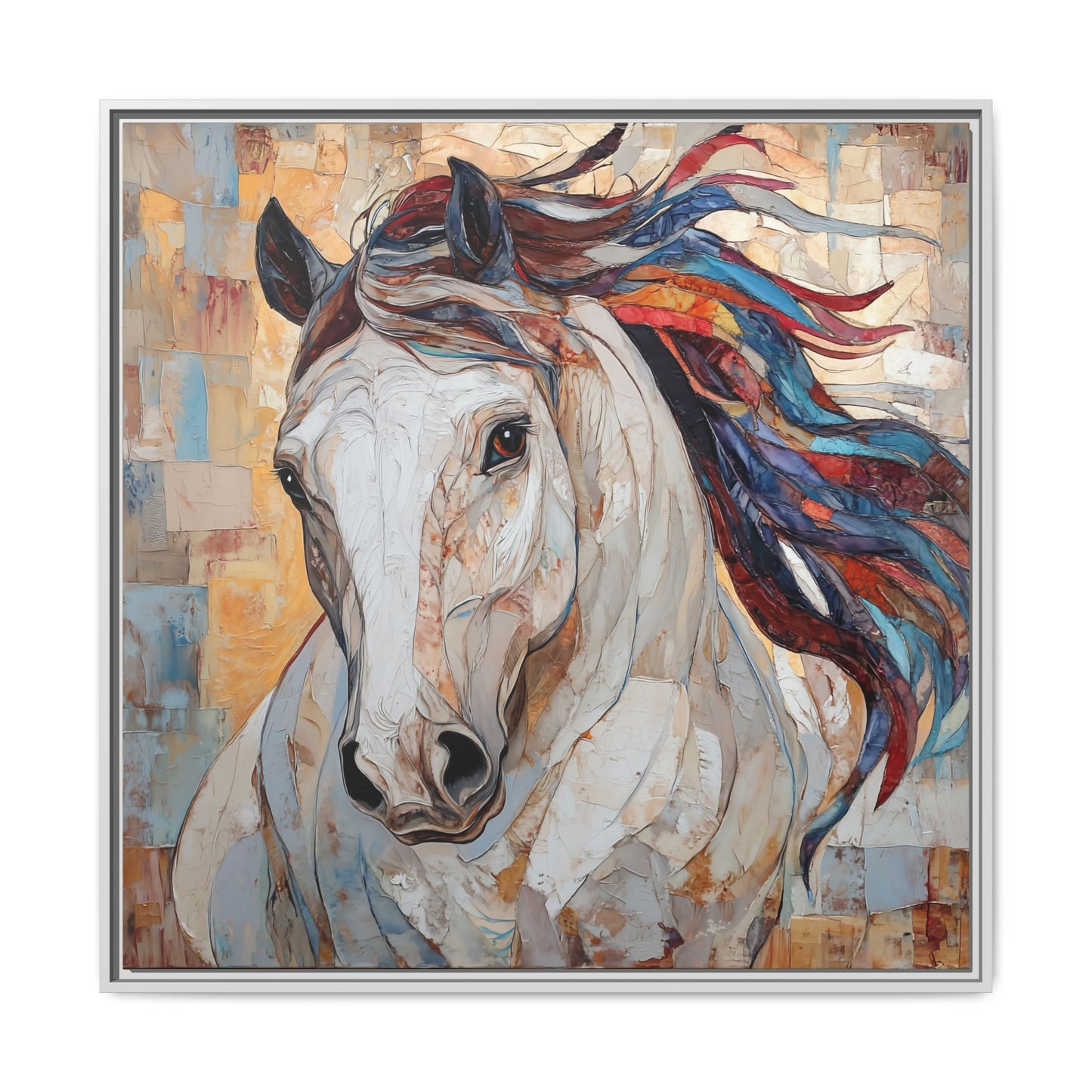 Colorful Mane Horse Matte Canvas Framed | Equine Wall Art
