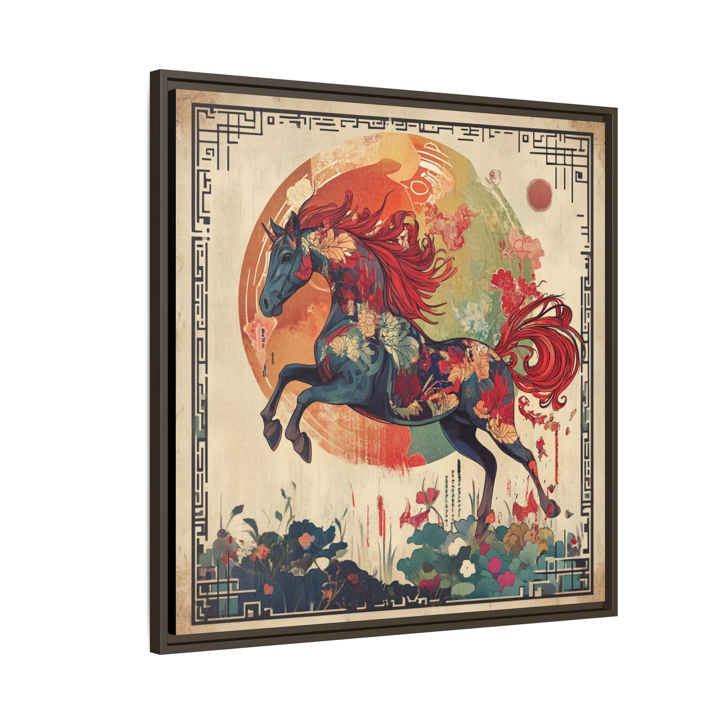 Fire Horse Year Matte Canvas Framed Print