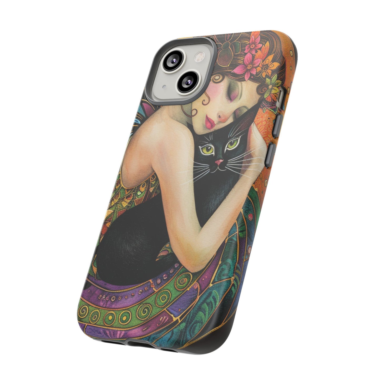 Colorful Art Phone Case with Cat and Fairy Design, Phone Cover Gift for Cat Lovers, Unique Floral Case, Magical Design, Vibrant Phone [...]