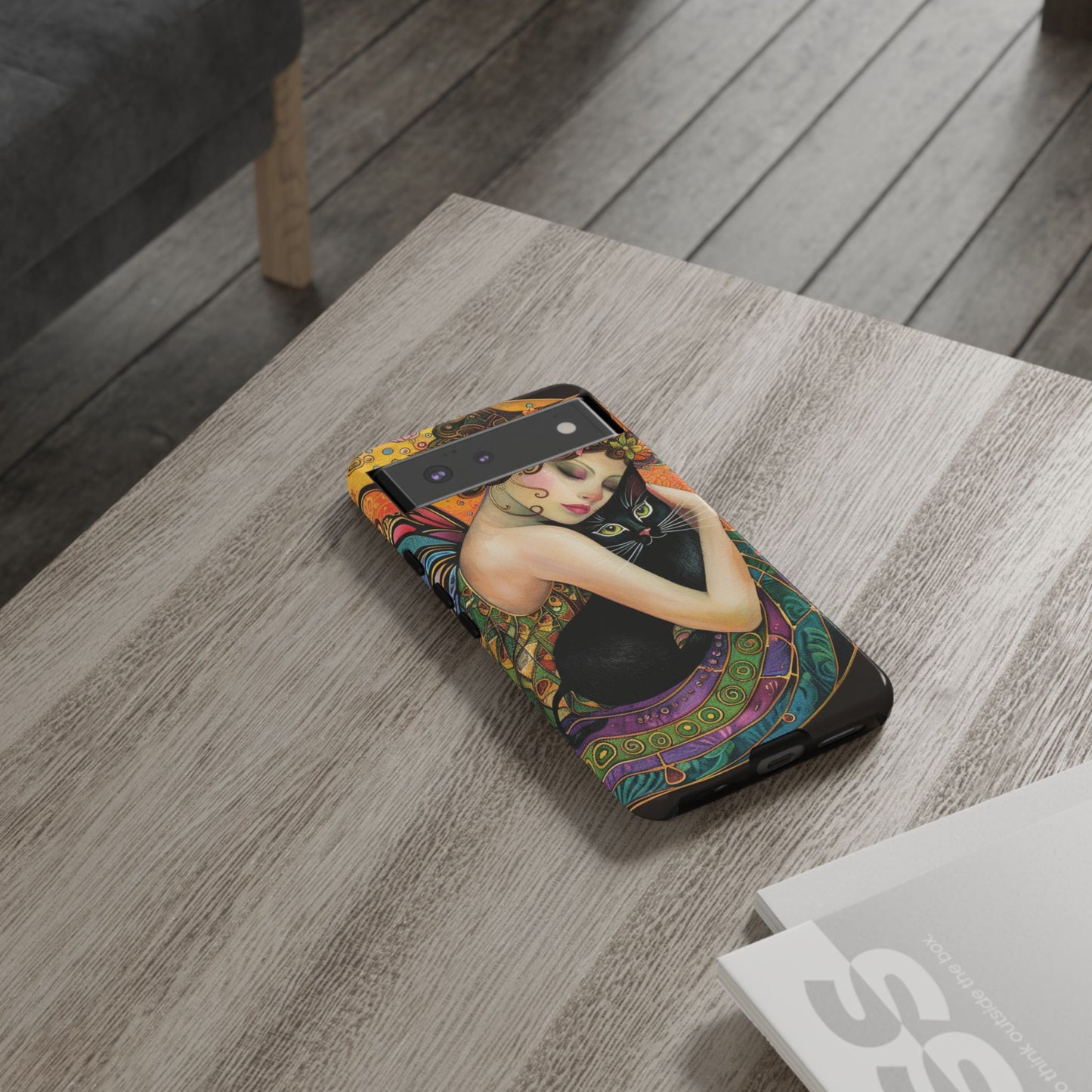 Colorful Art Phone Case with Cat and Fairy Design, Phone Cover Gift for Cat Lovers, Unique Floral Case, Magical Design, Vibrant Phone [...]