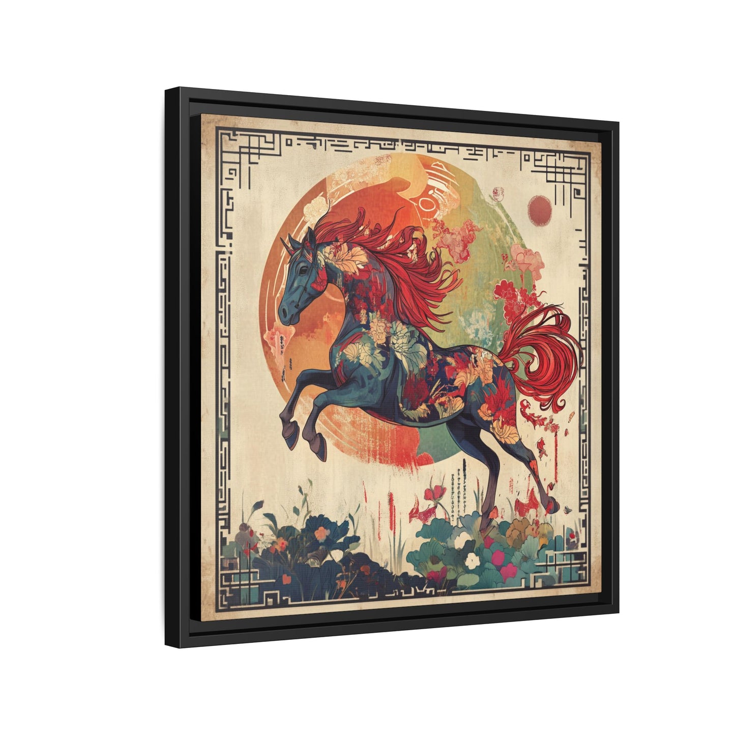 Fire Horse Year Matte Canvas Framed Print