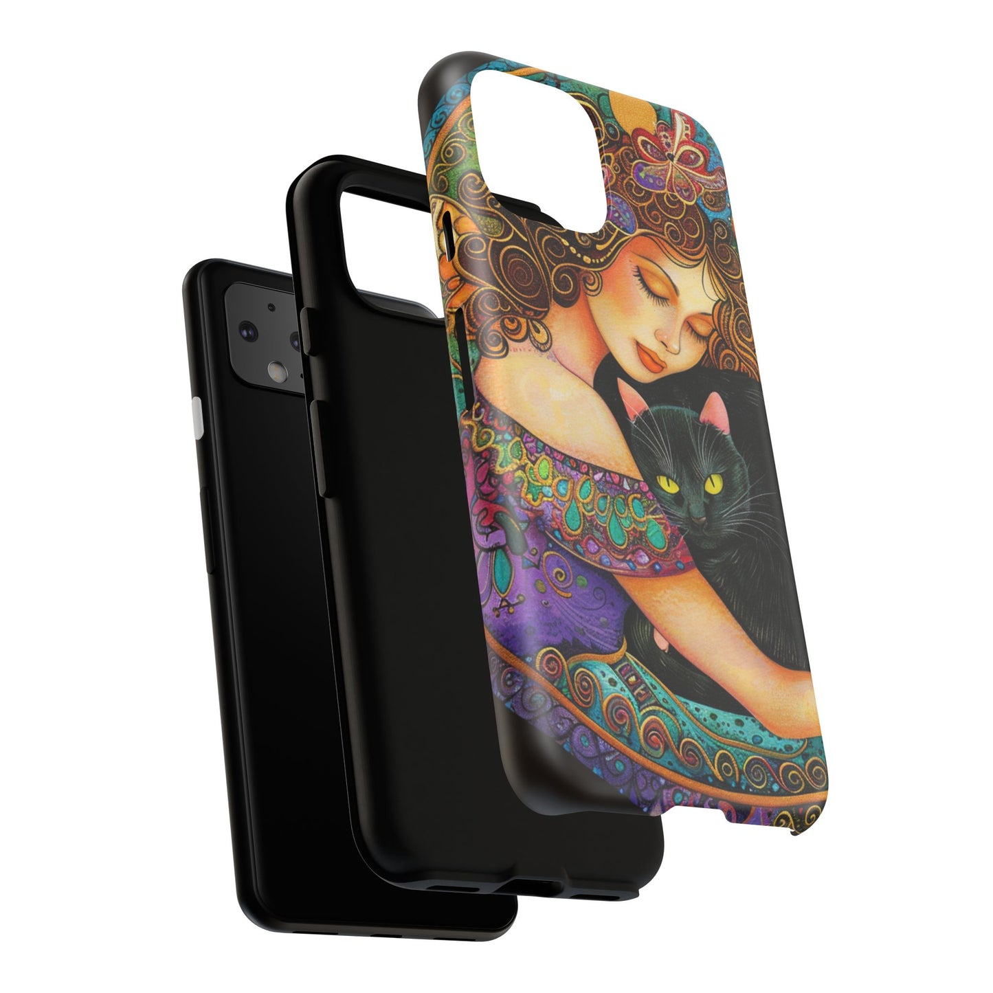 Colorful Cat Art Phone Case, Tough Phone Cover for Cat Lovers, Gift for Pet Owners, Artistic Mobile Case, Cute Cat Design