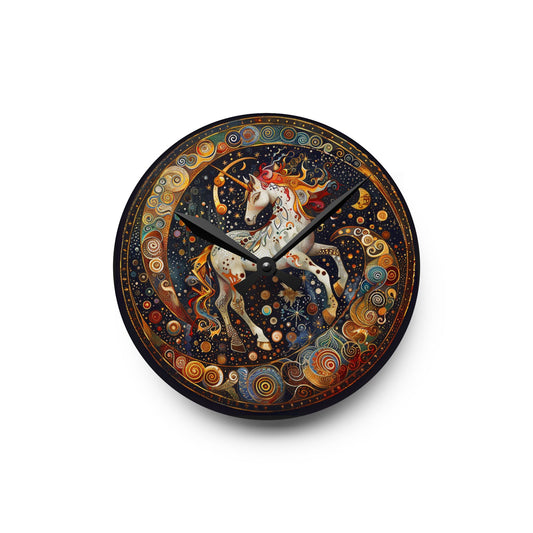 Magical Unicorn Acrylic Wall Clock, Unique Home Decor, Fantasy Art Clock, Gift for Kids, Whimsical Wall Art