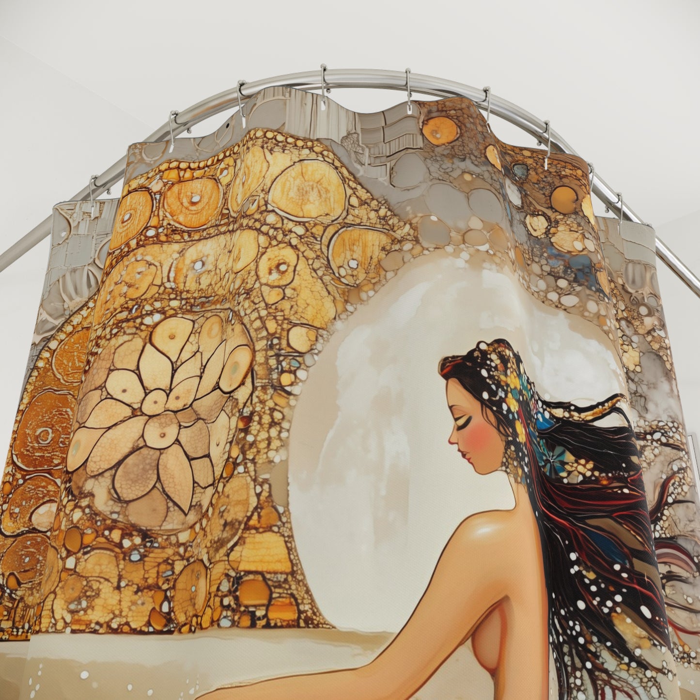 Mermaid Shower Curtain, Ocean Vibes Bathroom Decor, Nautical Gift, Bohemian Style Home Decor, Sea Goddess Shower Curtain