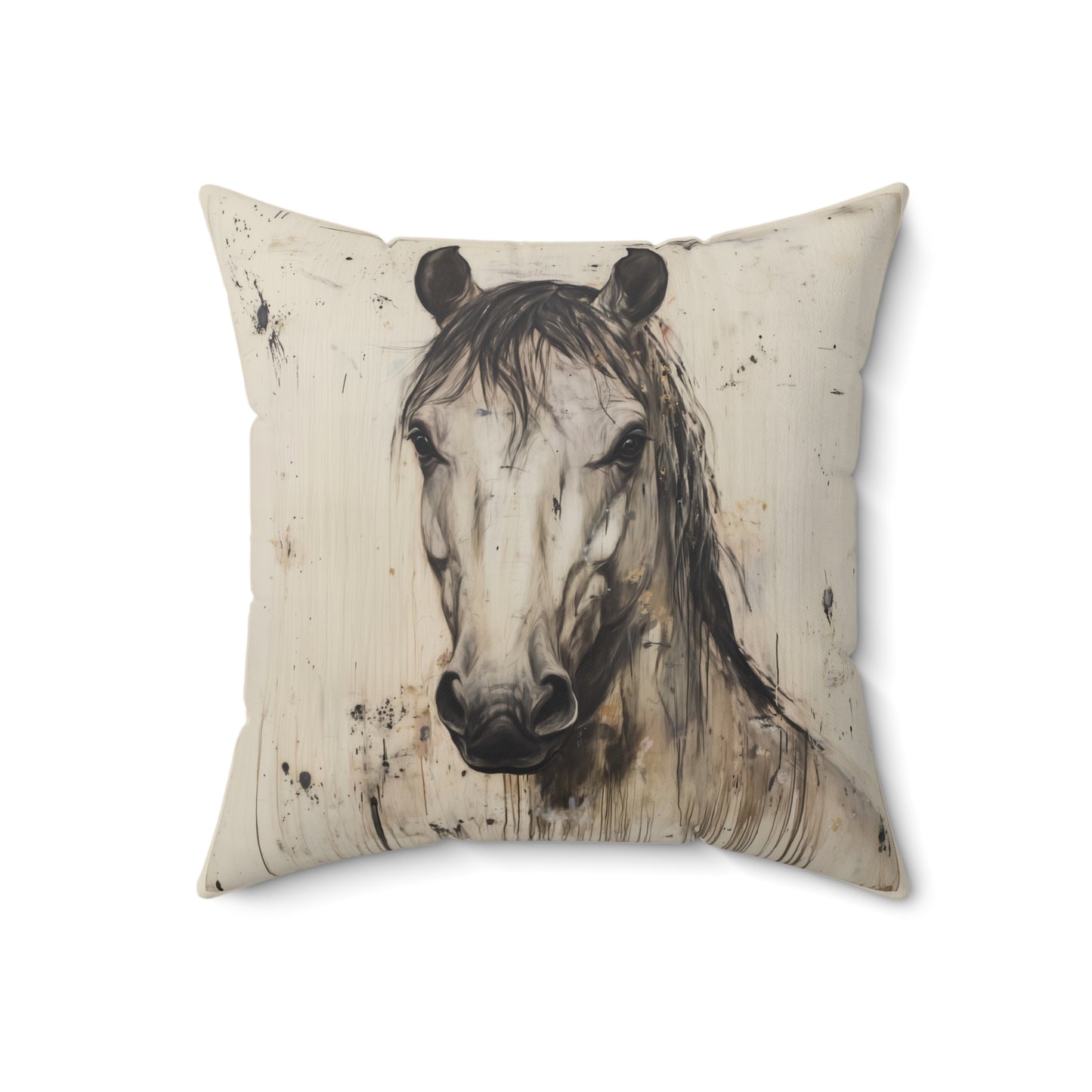 Watercolor Horse Portrait Pillow | Faux Suede Square Pillow