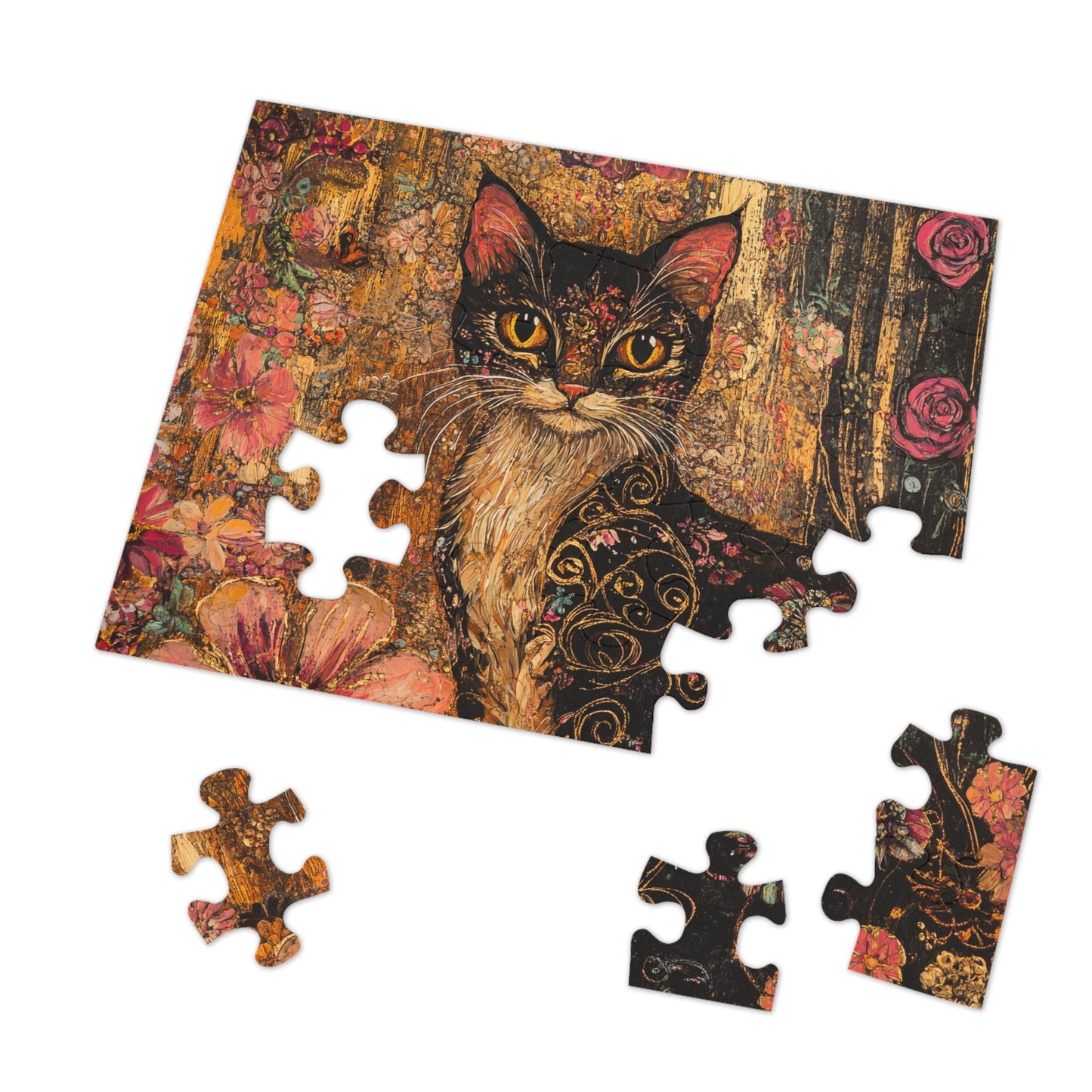 Wild Flower Cat Jigsaw Puzzle with Tin