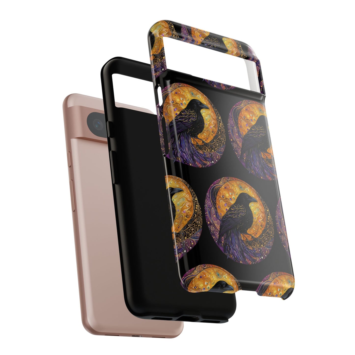 Raven Celestial Phone Case, Astrological Gift, Bird Lover Accessory, Tough Phone Cover, Gothic Aesthetic, Halloween Tech Decor