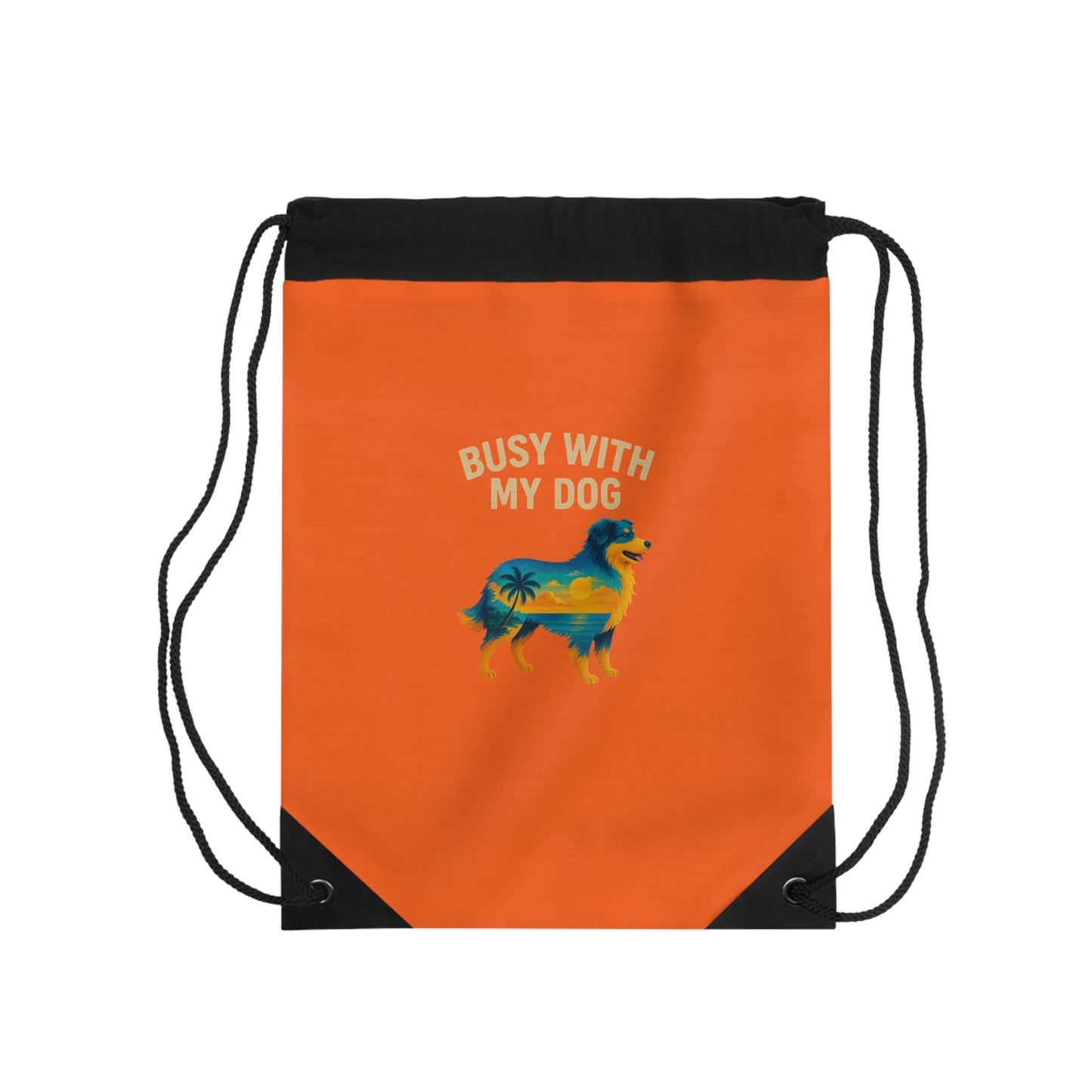 Busy With My Dog Drawstring Bag | Colorful Australian Shepherd Design