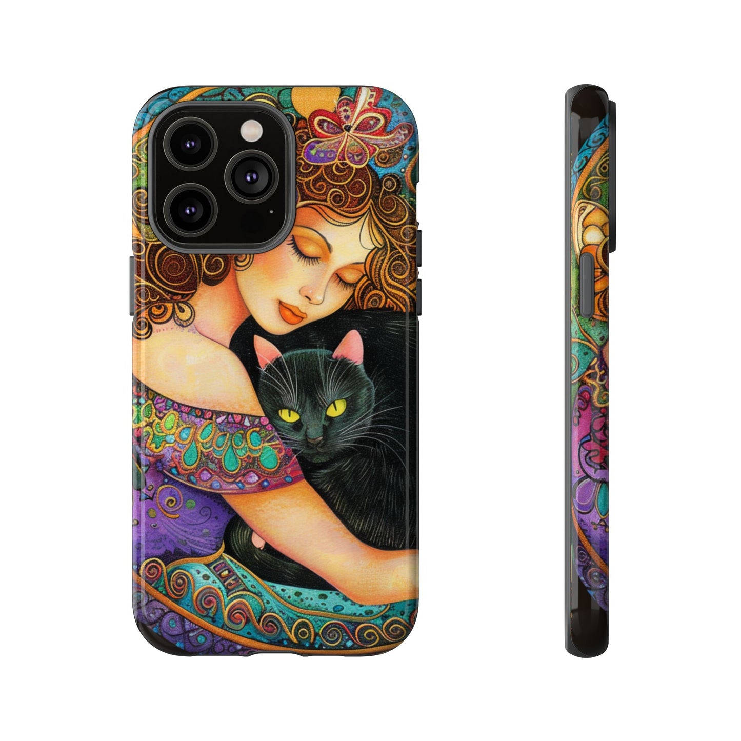 Colorful Cat Art Phone Case, Tough Phone Cover for Cat Lovers, Gift for Pet Owners, Artistic Mobile Case, Cute Cat Design