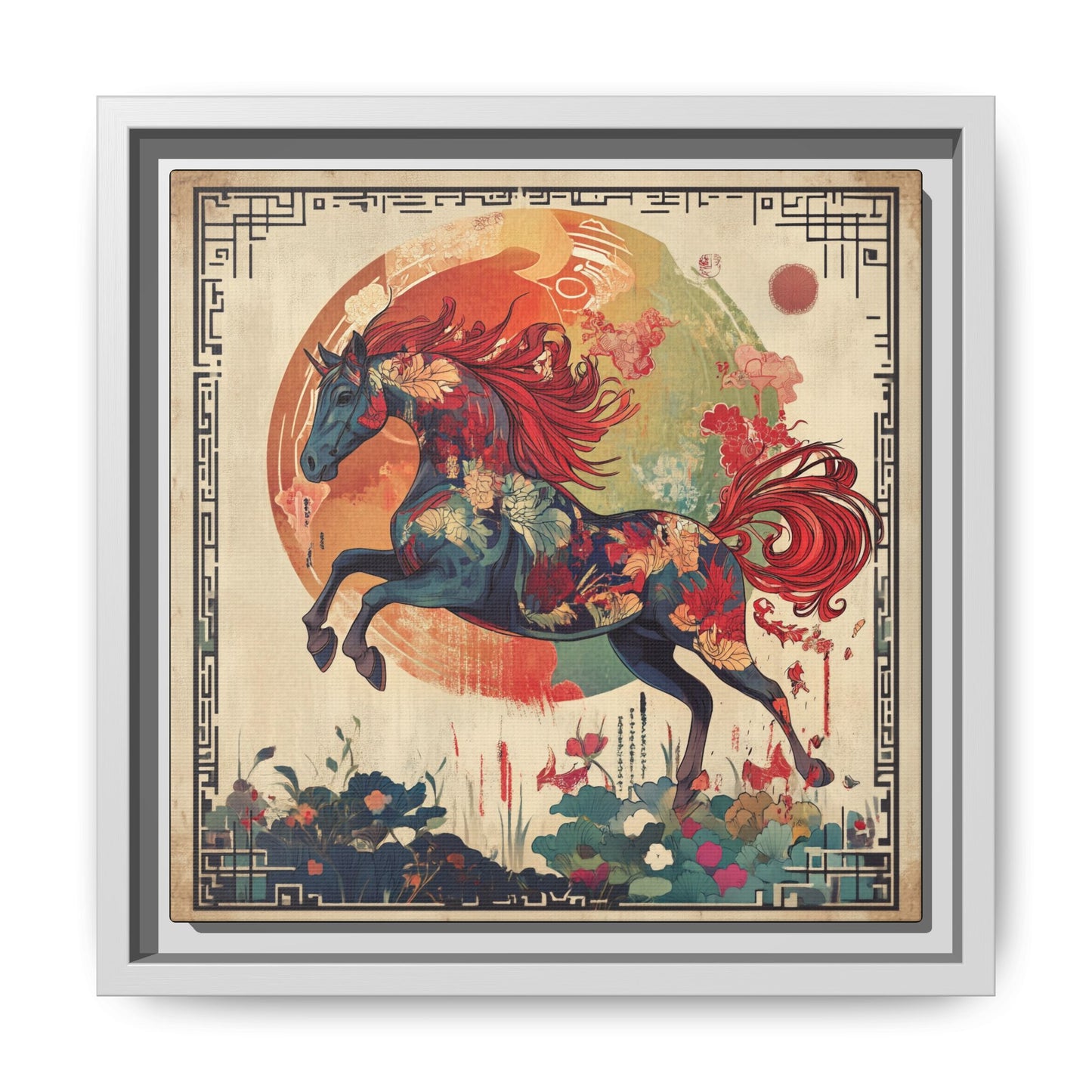 Fire Horse Year Matte Canvas Framed Print