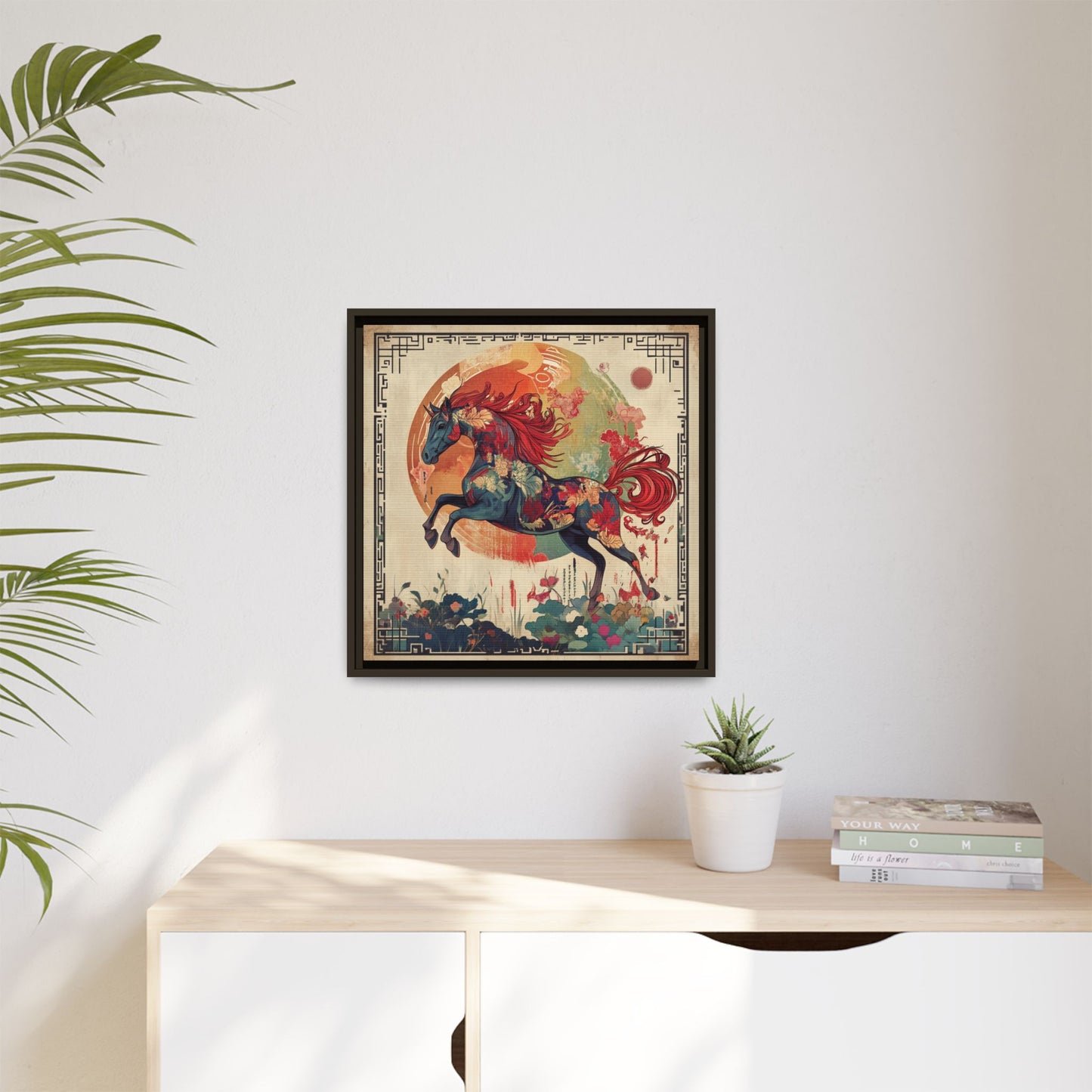 Fire Horse Year Matte Canvas Framed Print