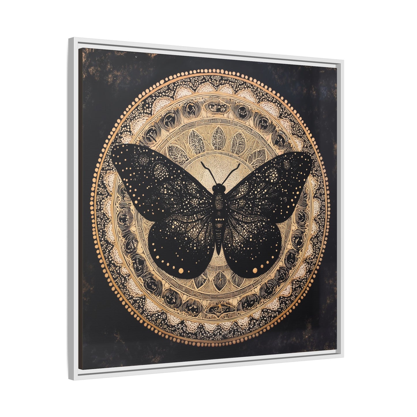 Black Moth Mandala Matte Canvas Framed | Wall Art