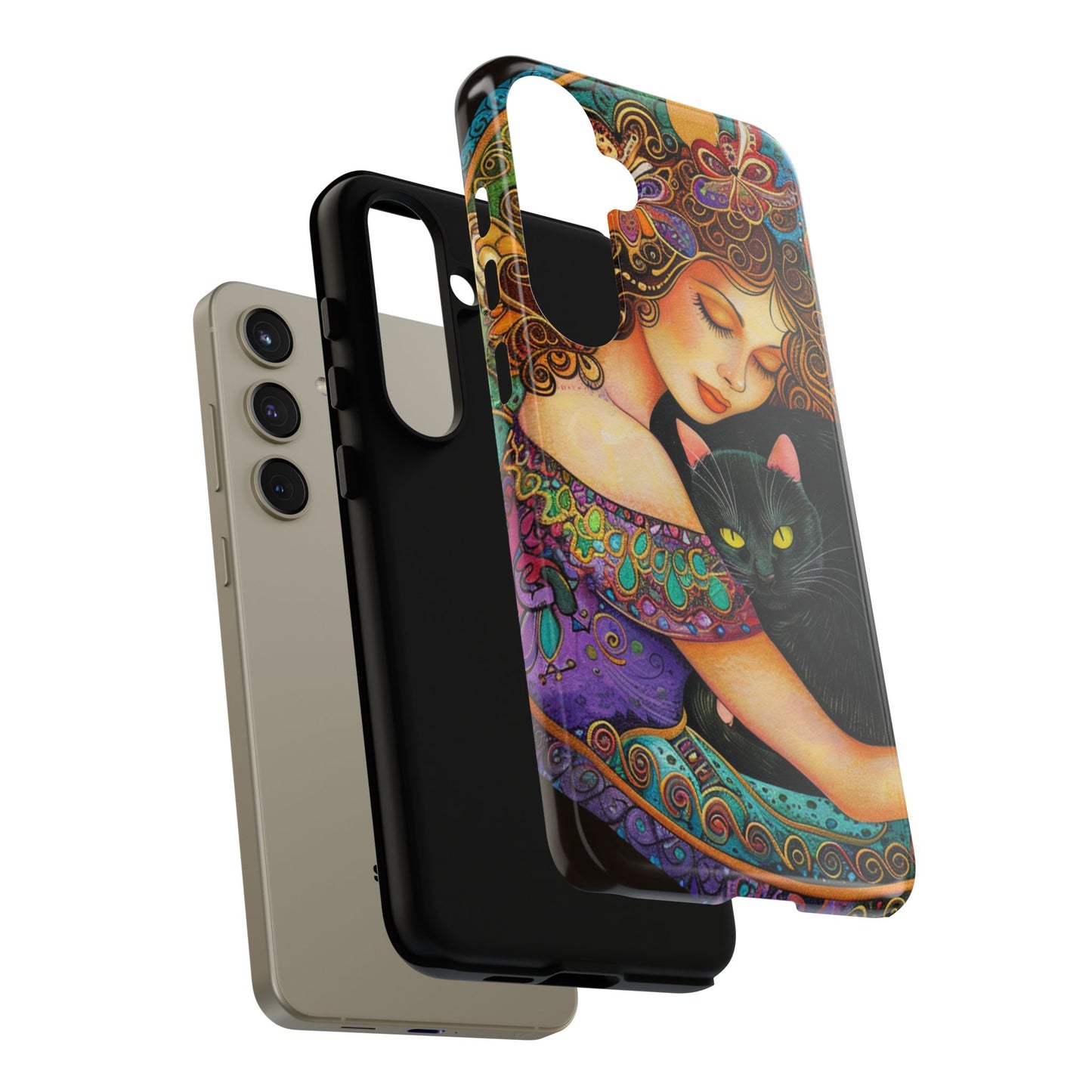 Colorful Cat Art Phone Case, Tough Phone Cover for Cat Lovers, Gift for Pet Owners, Artistic Mobile Case, Cute Cat Design