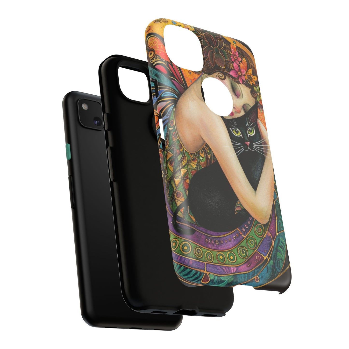 Colorful Art Phone Case with Cat and Fairy Design, Phone Cover Gift for Cat Lovers, Unique Floral Case, Magical Design, Vibrant Phone [...]