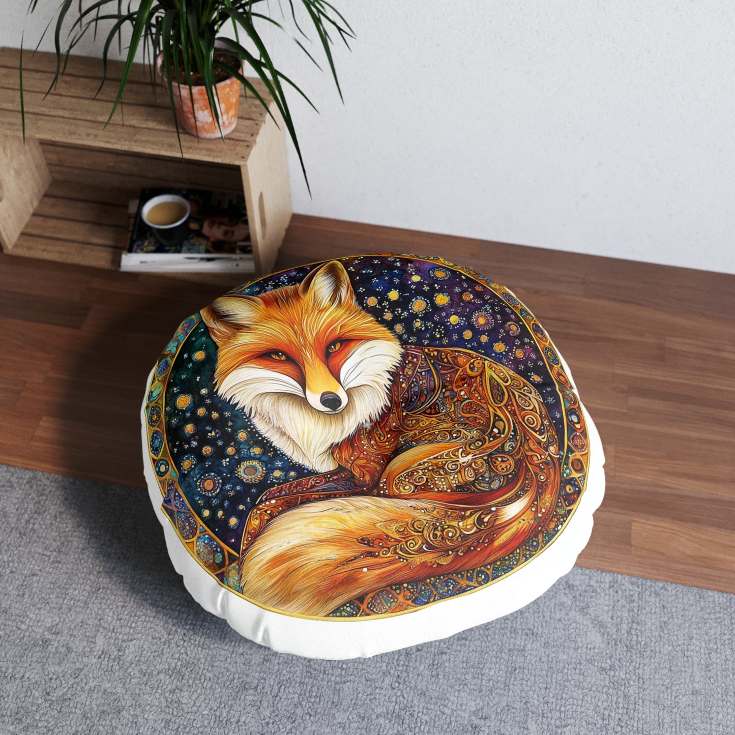Bohemian Fox Tufted Floor Pillow, Round Decorative Cushion, Cozy Accent Pillows for Home Decor, Unique Gift for Animal Lovers, [...]