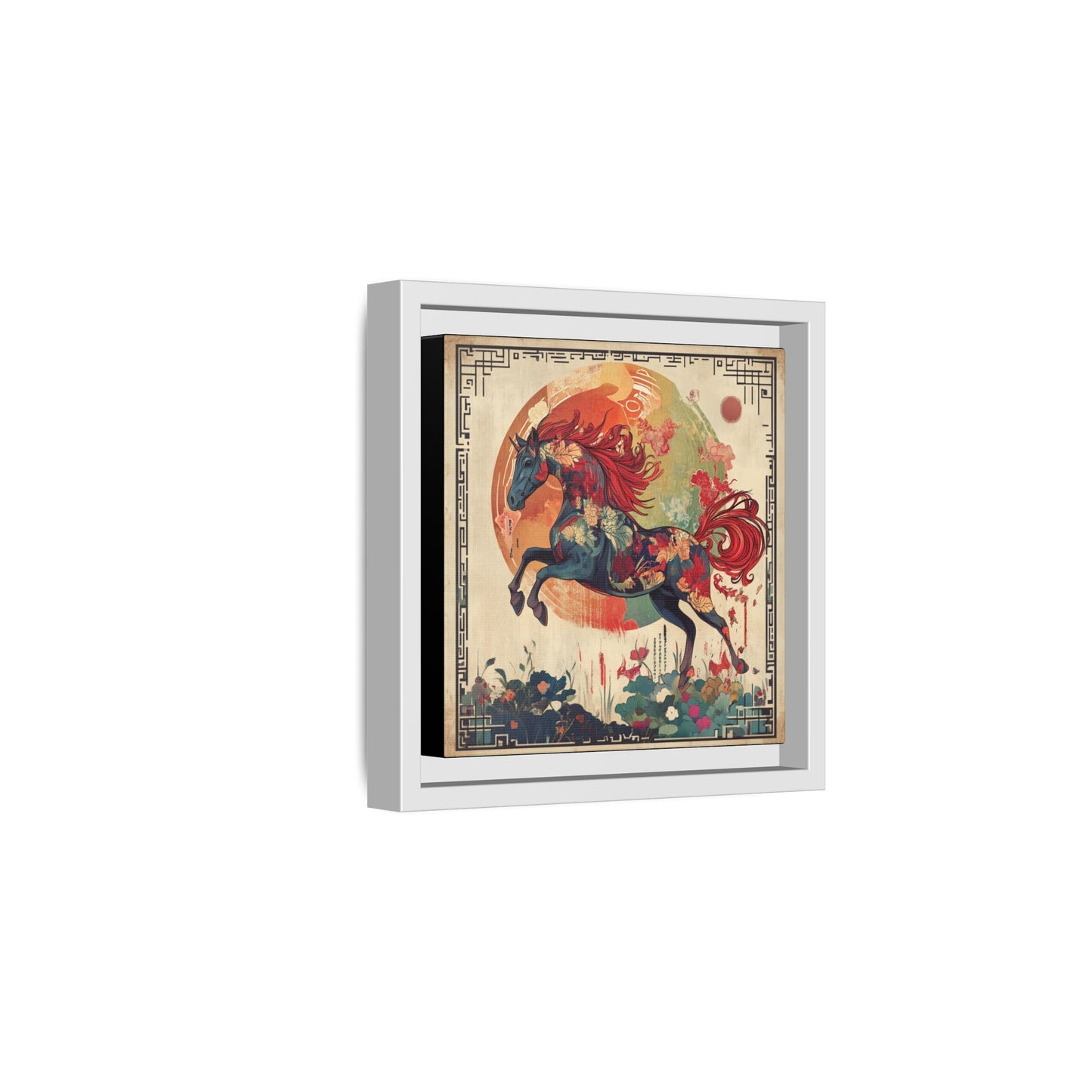 Fire Horse Year Matte Canvas Framed Print
