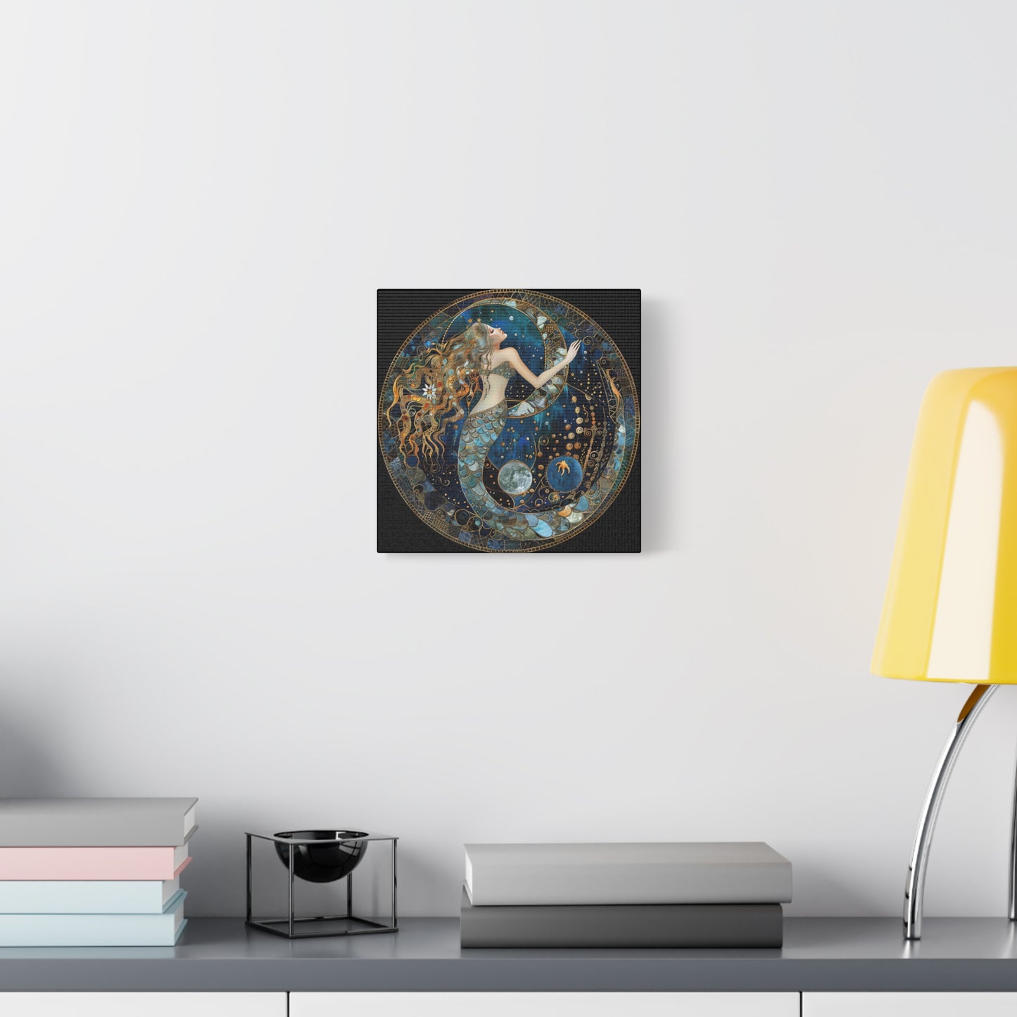 Mermaid Dreams Canvas Art, Ocean Wall Decor, Boho Home Decor, Gift for Her, Coastal Decoration, Celestial Art