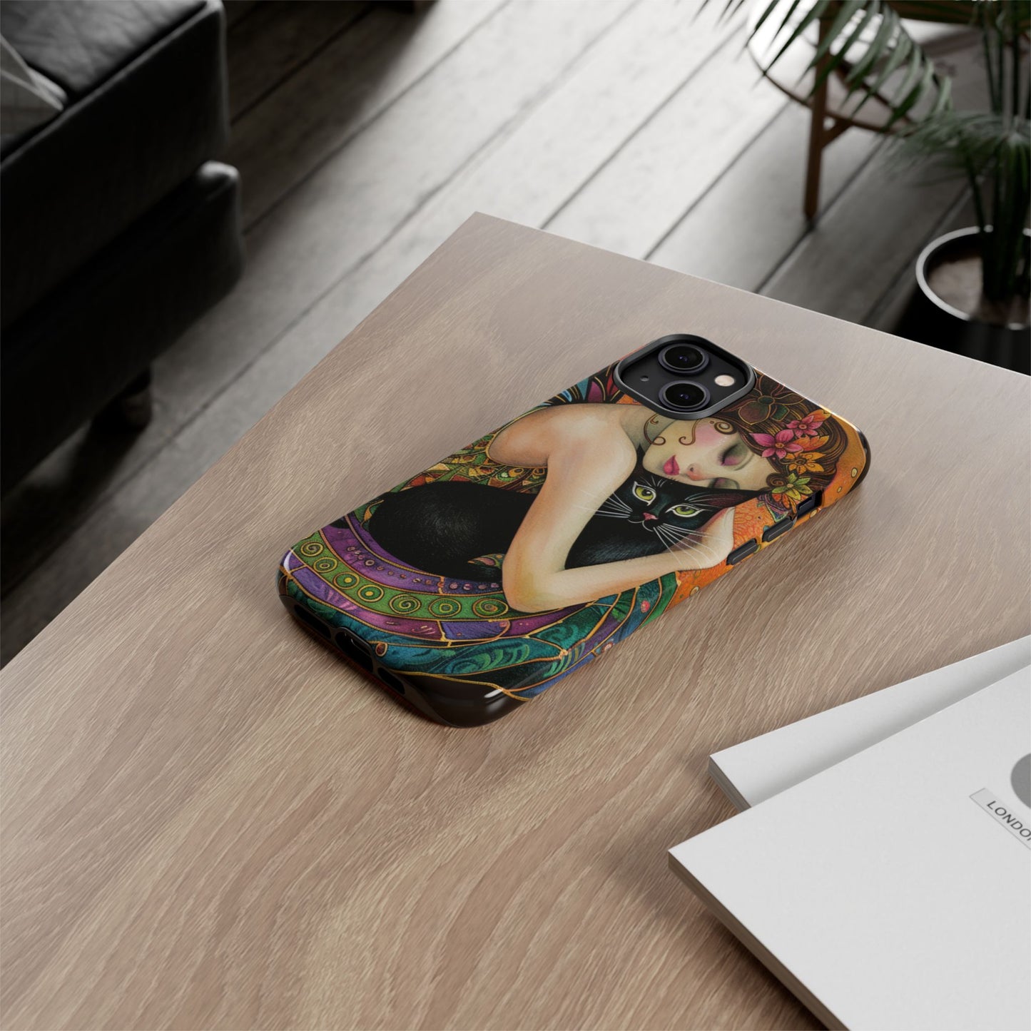 Colorful Art Phone Case with Cat and Fairy Design, Phone Cover Gift for Cat Lovers, Unique Floral Case, Magical Design, Vibrant Phone [...]