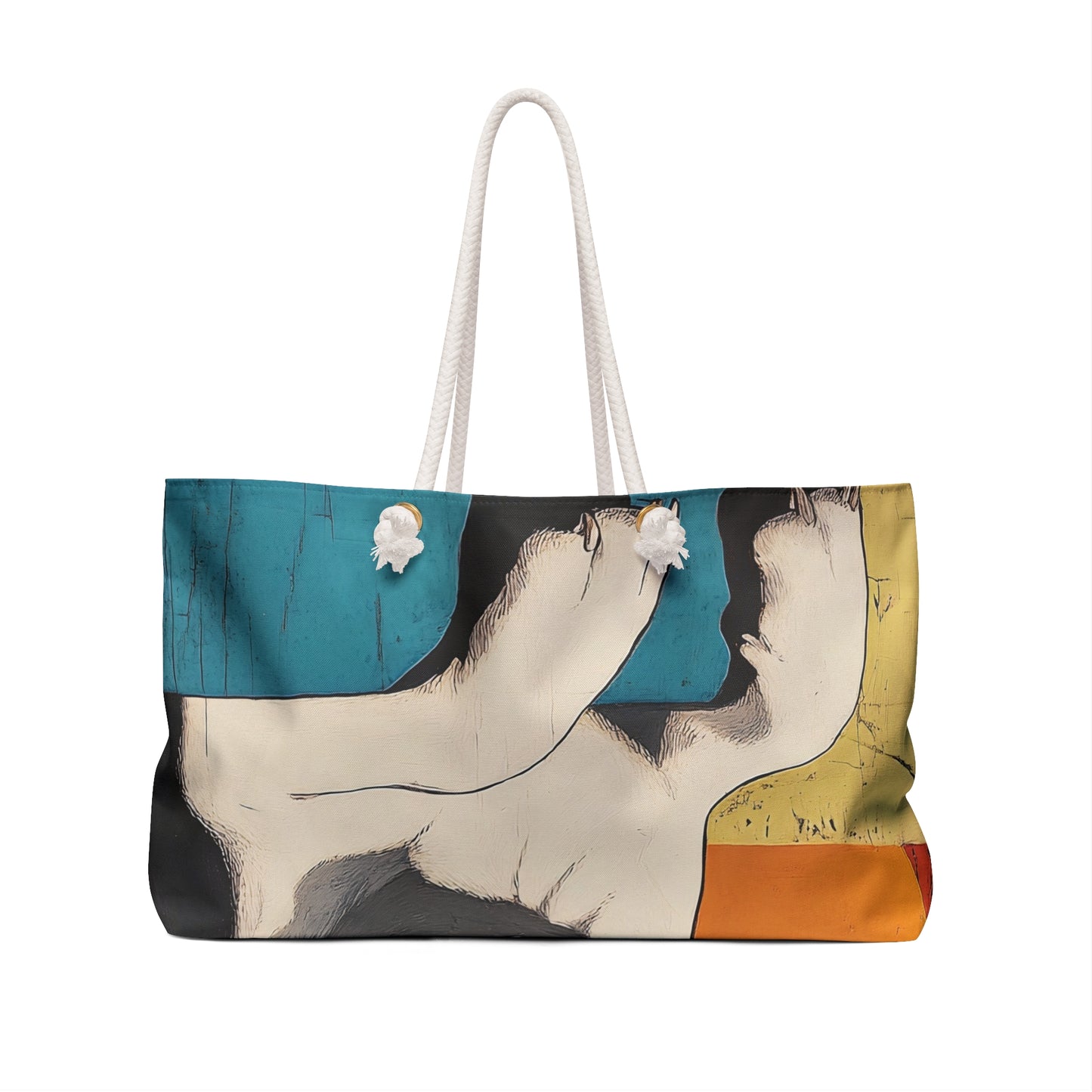 Peeking Boston Terrier Weekender Bag Colorblock Pop Art Mid Century Modern