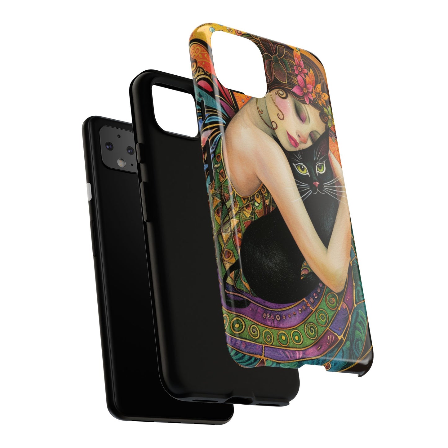 Colorful Art Phone Case with Cat and Fairy Design, Phone Cover Gift for Cat Lovers, Unique Floral Case, Magical Design, Vibrant Phone [...]