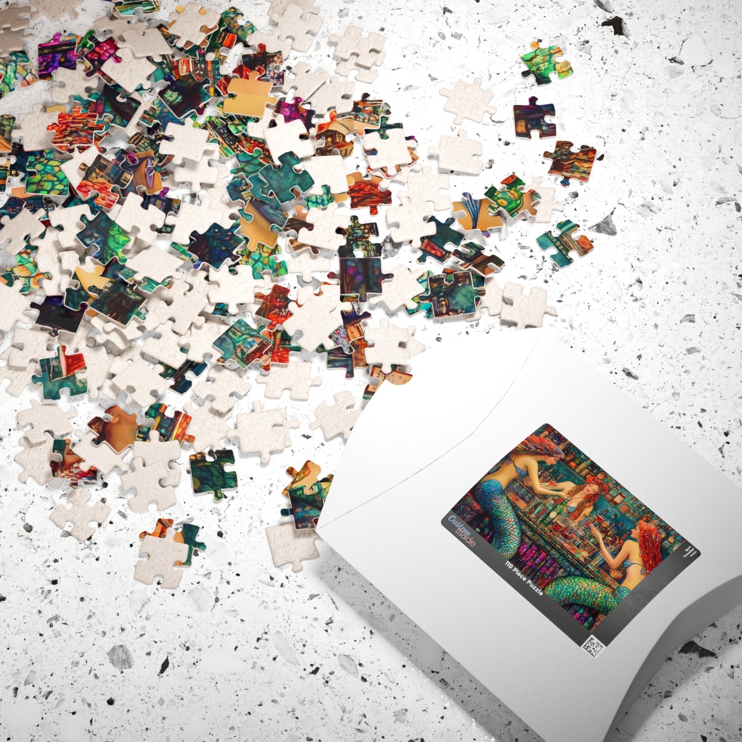 Mermaid Bar Scene Puzzle | 520 or 1014 Piece Jigsaw, Colorful Mermaid Artwork